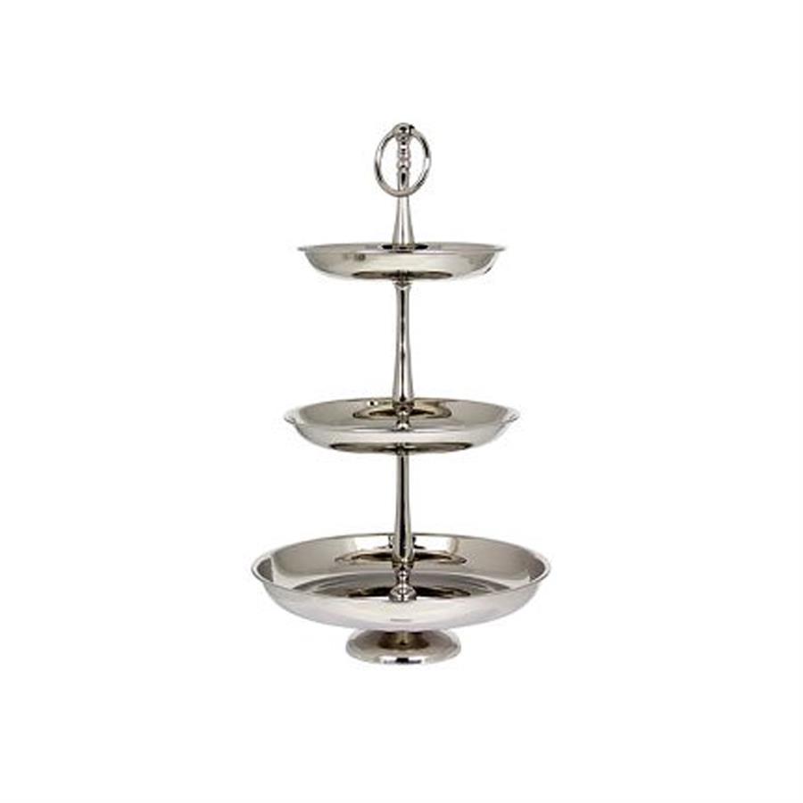 Nikel Kaplama 3 Katmanlı Cake Standı 27Cmx48H.