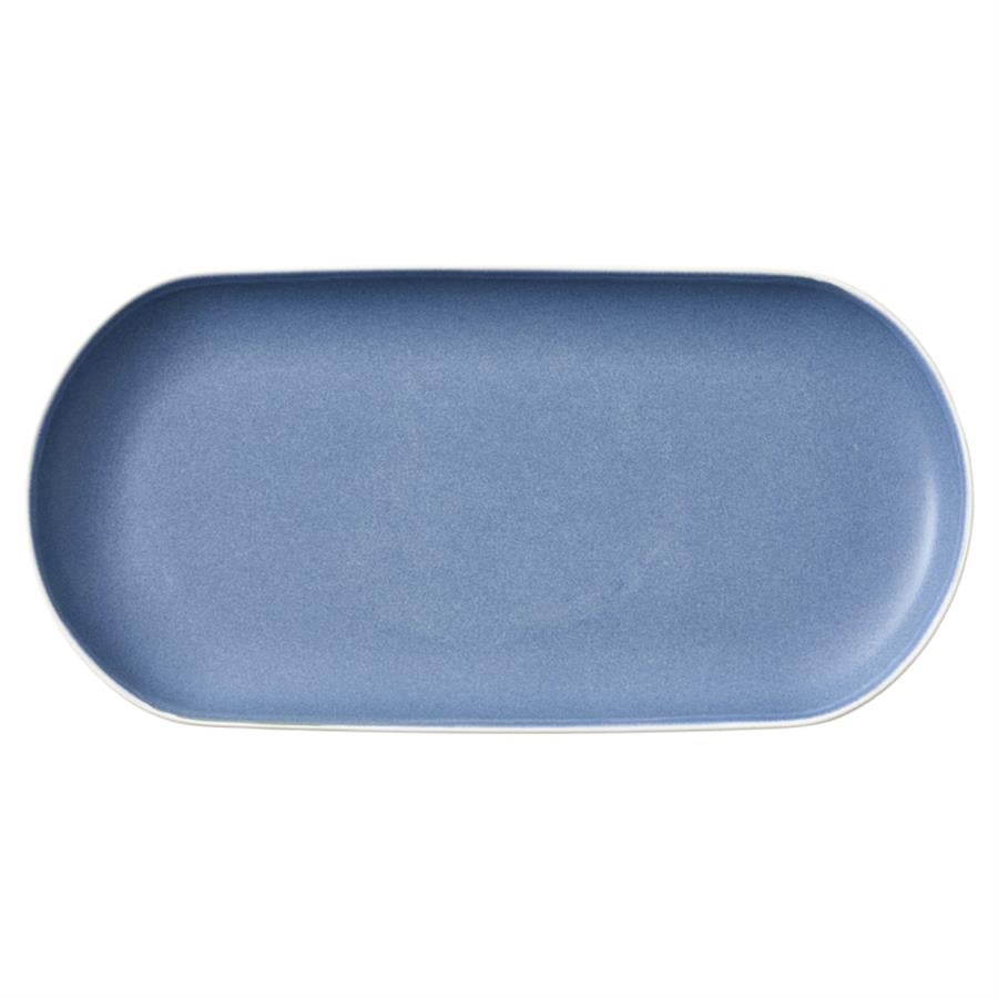 North Seramik Servis Tabağı Mat Beyaz/Mat Nehir 19 X 38 Cm