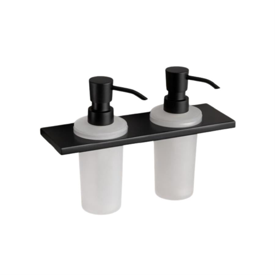 Plaın İkili Sıvı Sabunluk Cam/Siyah Renk 175X103X240 Mm