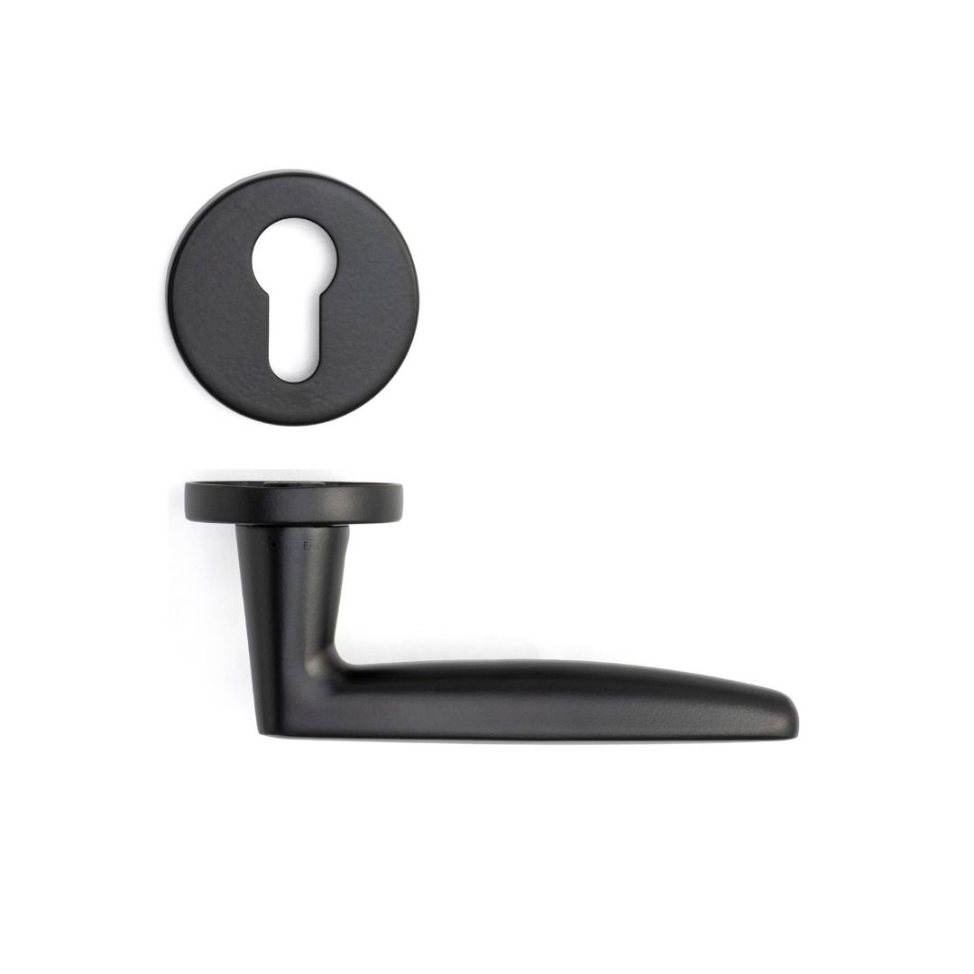 Polna Rozetli Kapı Kolu Mat Siyah Renk