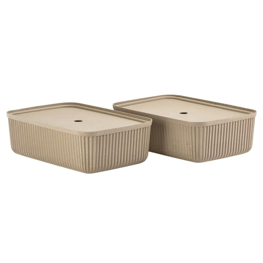 Pulp 2'Li Saklama Kutusu 17 L Çamur Rengi 48 x 32 x 15 cm