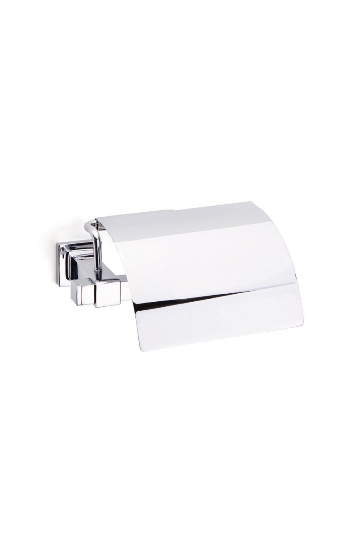 Q-Lıne Kapaklı Tuvalet Kağıtlığı Krom Renk 87X118X158 mm