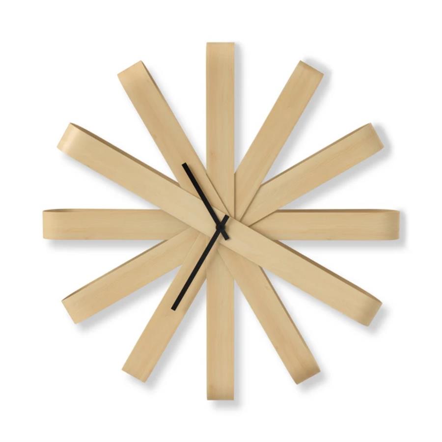 Ribbonwood Duvar Saati Doğal Renk Çap: 50 cm
