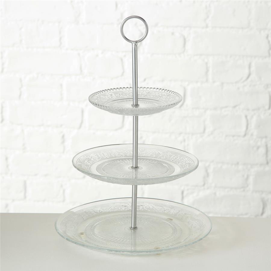 Şeffaf Cam  Dekoratif Raflı Stand 35Cm
