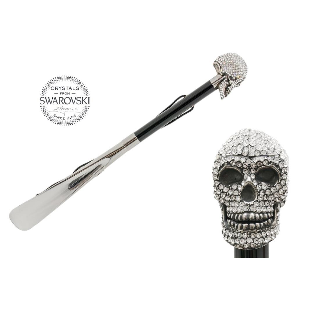 Silver Swarovski® Kafatası Lüks Ayakkabı Çekeceği H: 50 cm