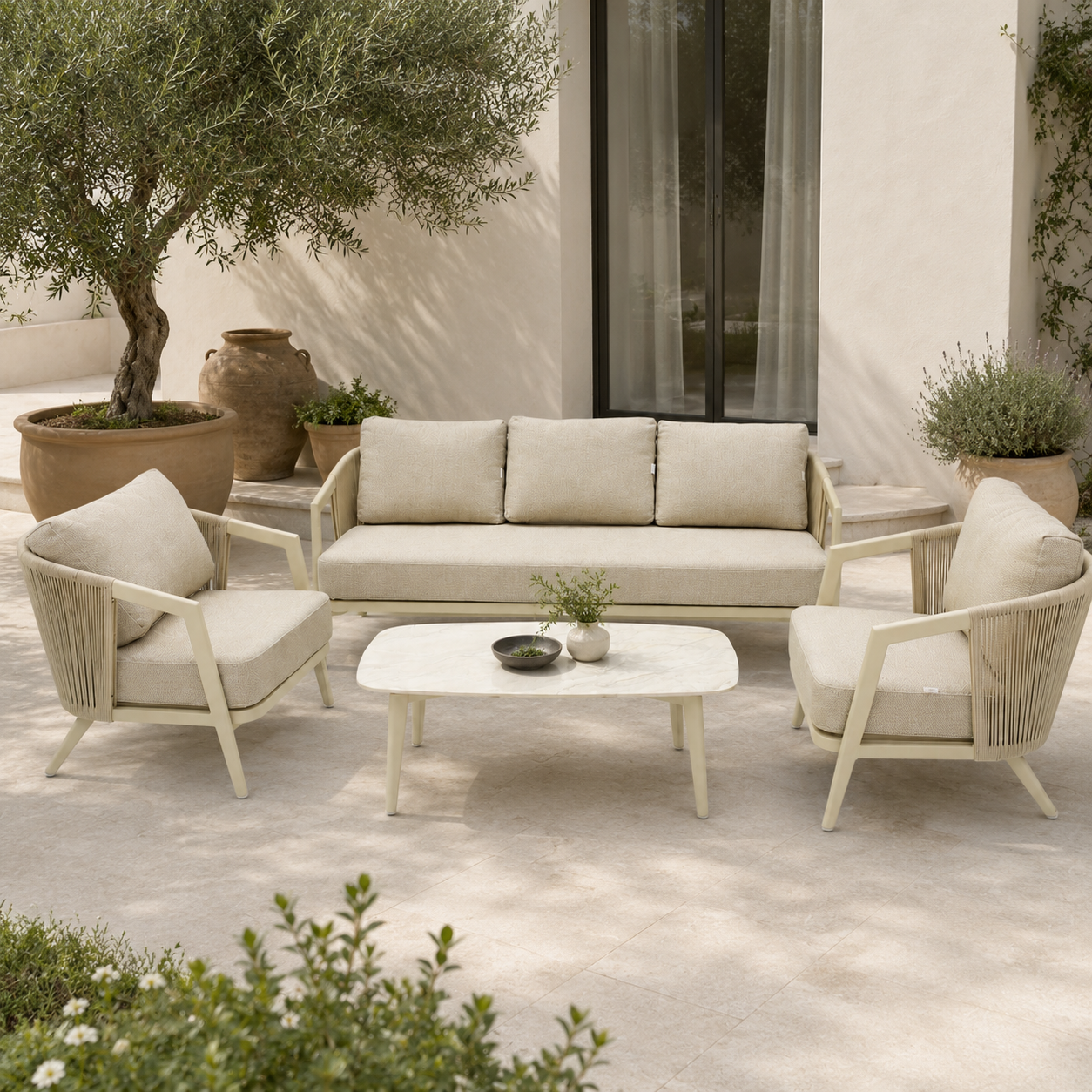 SORRENTO Aluminyum Dış Mekan Oturma Grubu 4 Parça