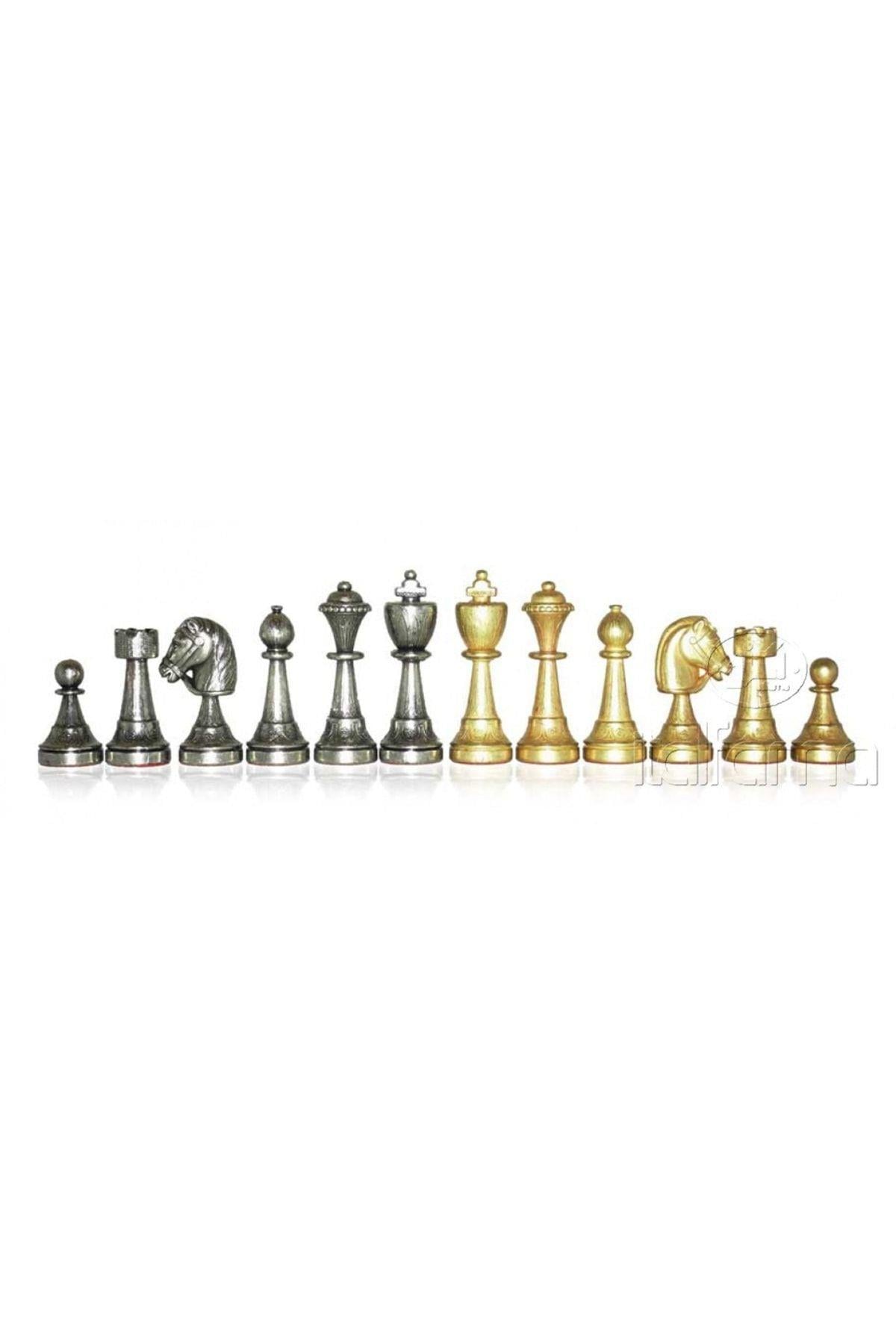 STAUNTON METALDEN YAPILMIŞ, DAMGALANMIŞ SATRANÇ TAŞLARI - RE: HT. 7,5 CM - ÇAP. CM 2,5