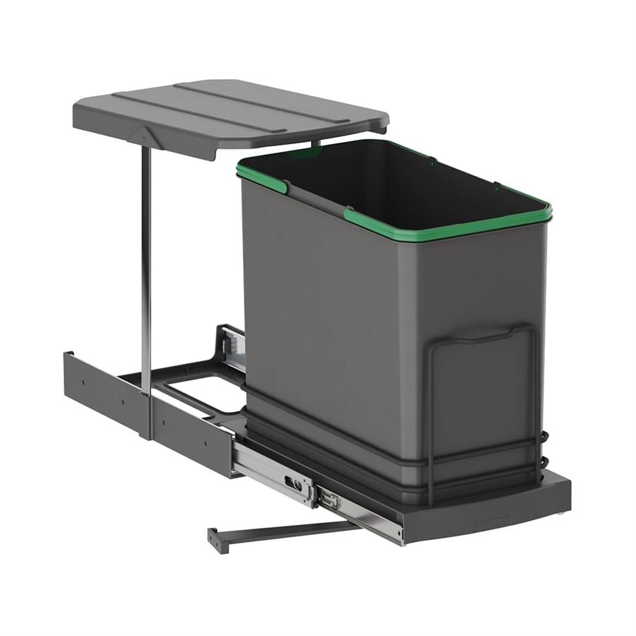 Teleskopik Raylı Plastik Gövde Çöp Kovası Antrasit 24 Lt. ( S-2571-A )