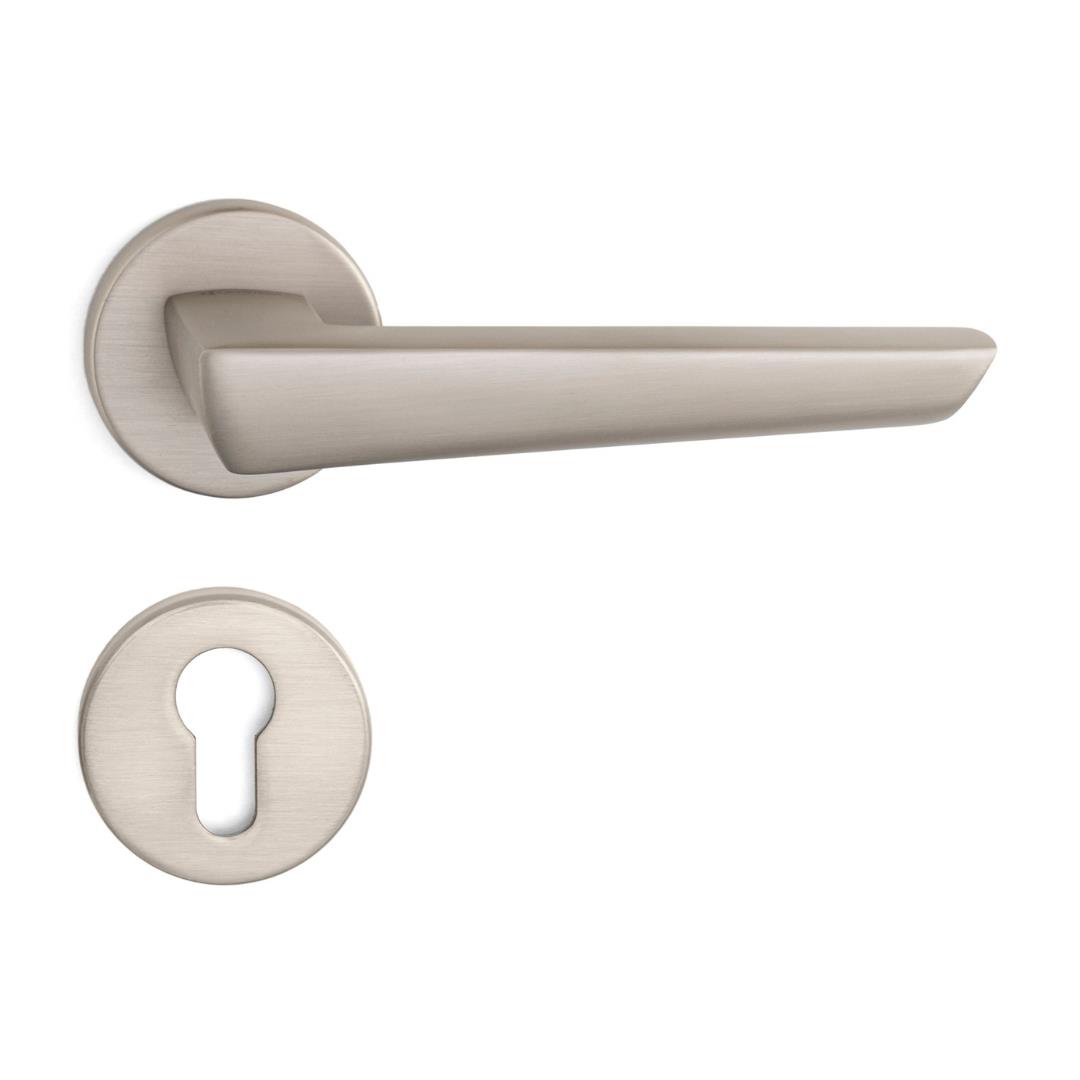 Thor Rozetli Kapı Kolu Nikel Saten Mat Renk