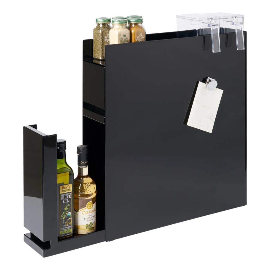 Tower 2 Katlı Kayar Baharat Rafı Siyah Renk 12,5x50-93x52,5 cm