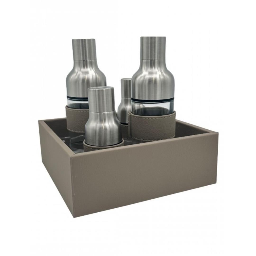 Yağlık Sirkelik Tuzluk Biberlik Seti Taupe 20X20