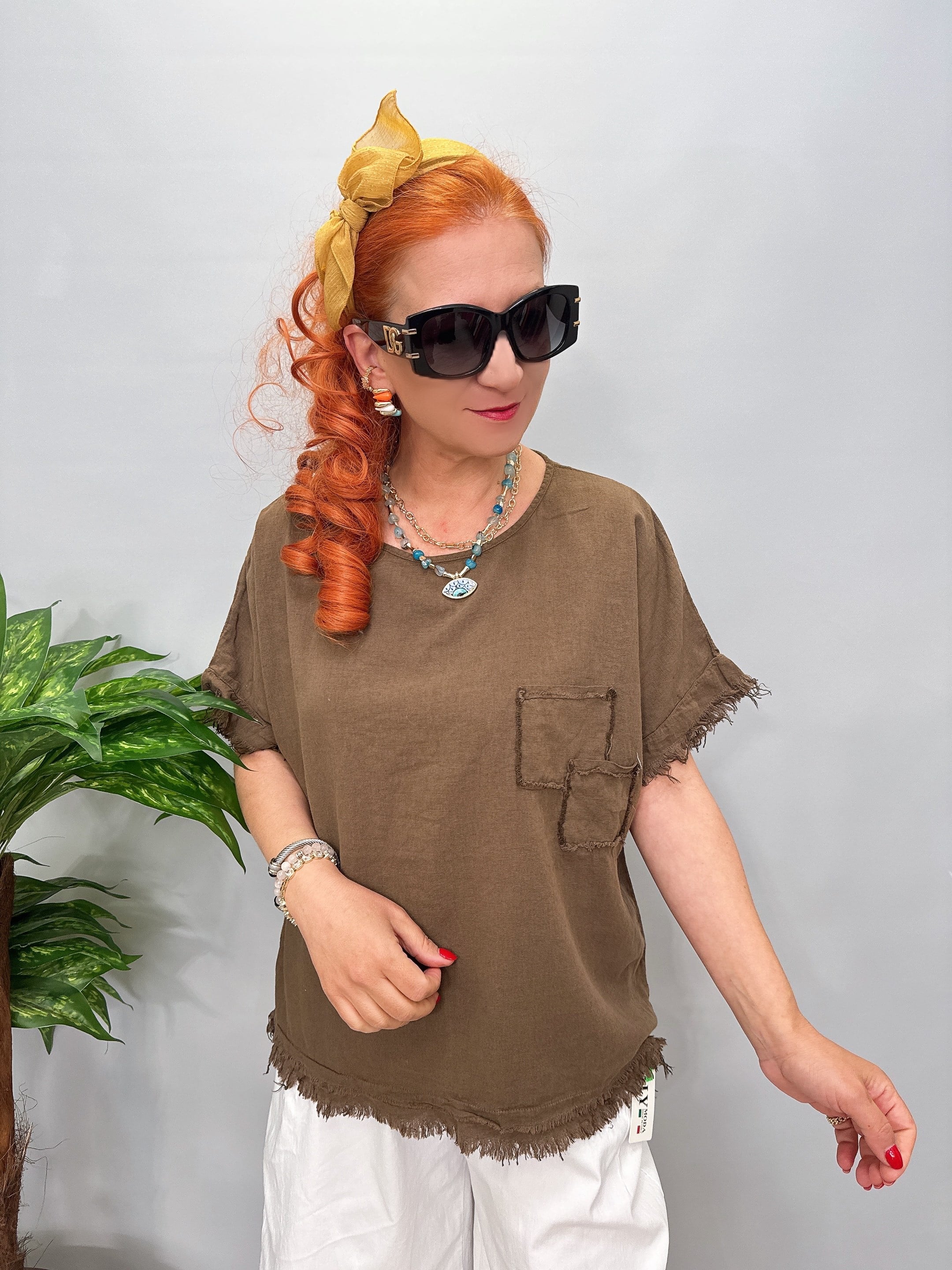  2205 LARA Pamuklu Bluz Kahve