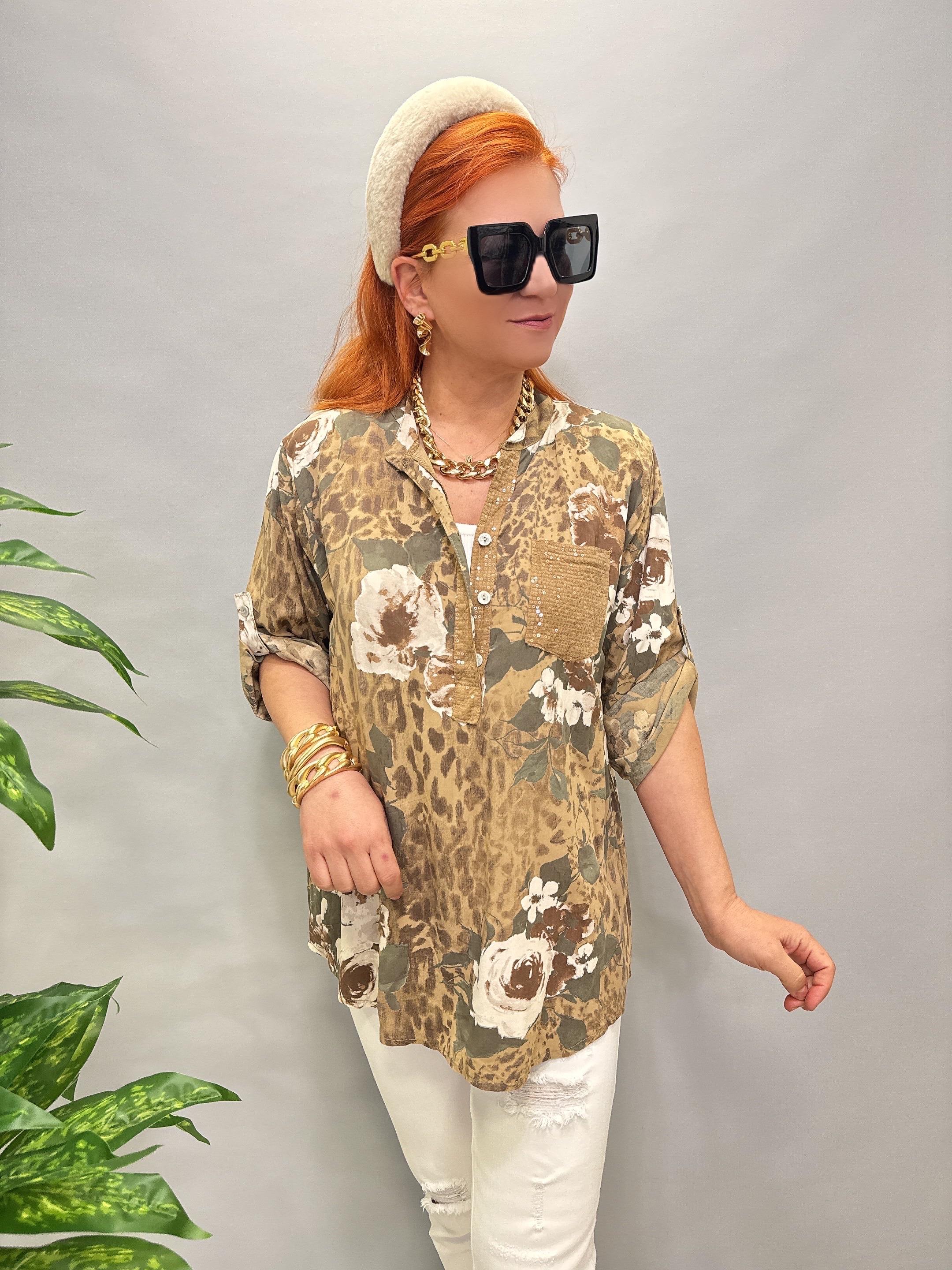  BLZ 8083 İTALYAN PAMUKLU VİSKON BLUZ KAHVE