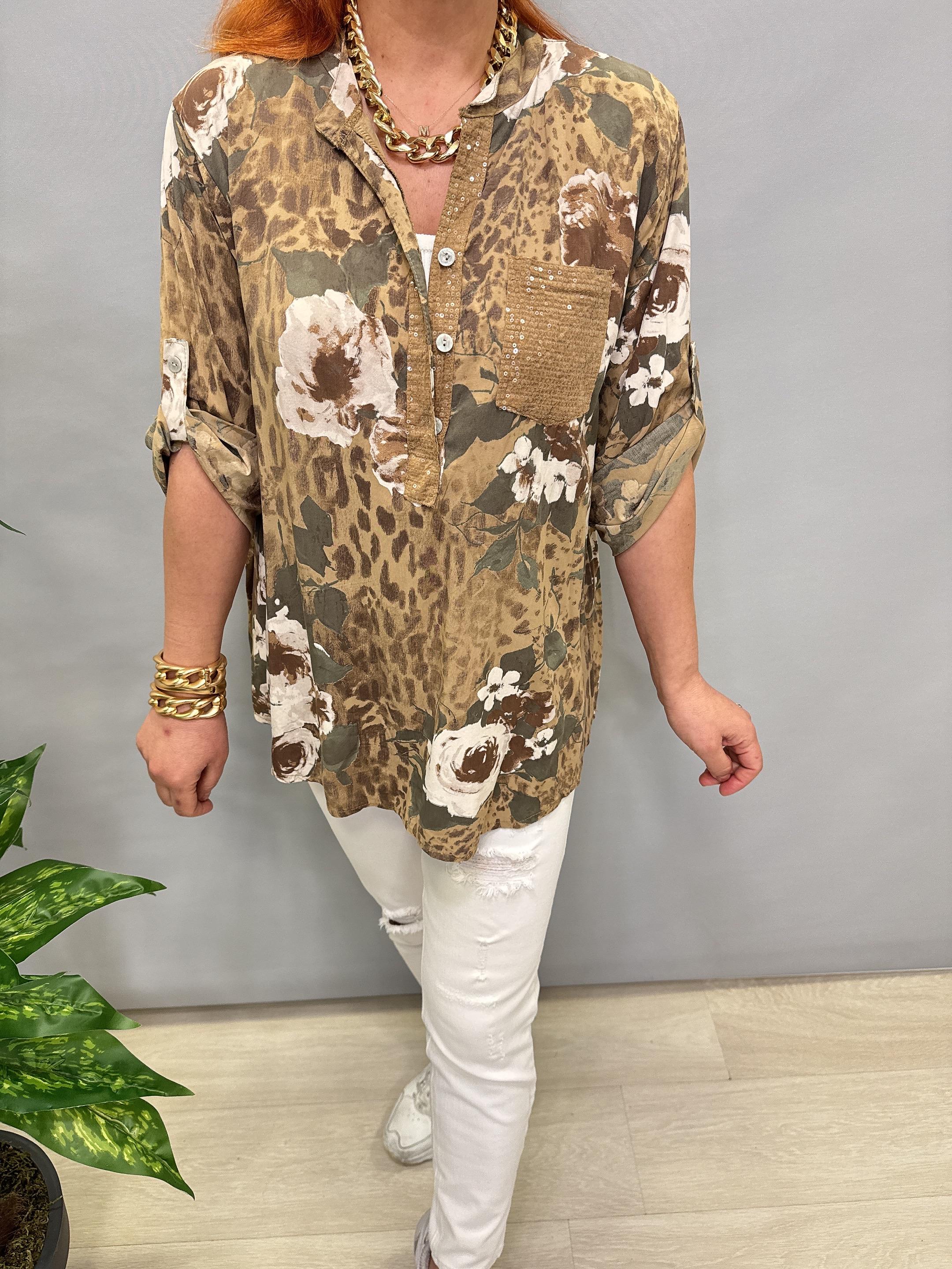  BLZ 8083 İTALYAN PAMUKLU VİSKON BLUZ KAHVE