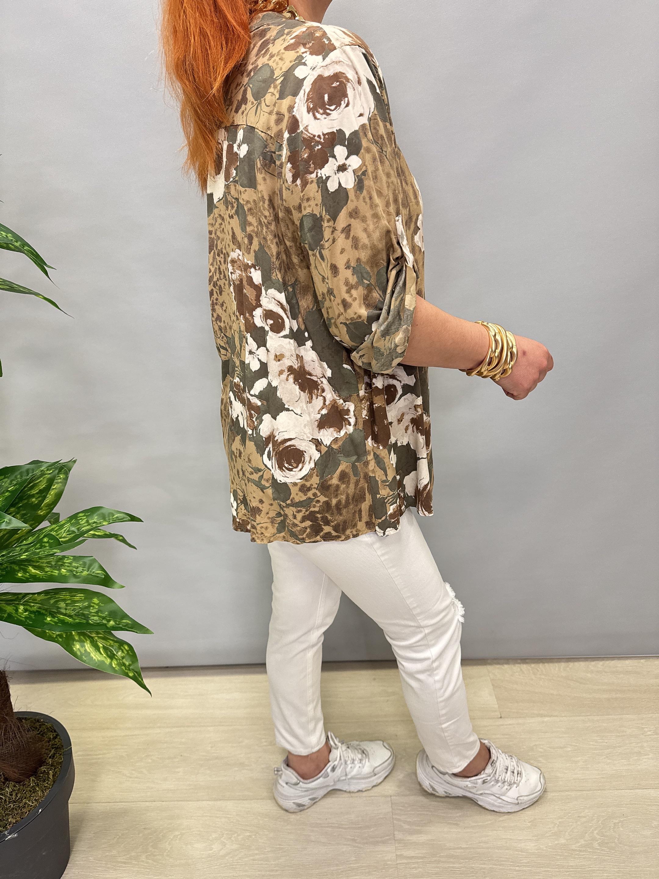  BLZ 8083 İTALYAN PAMUKLU VİSKON BLUZ KAHVE