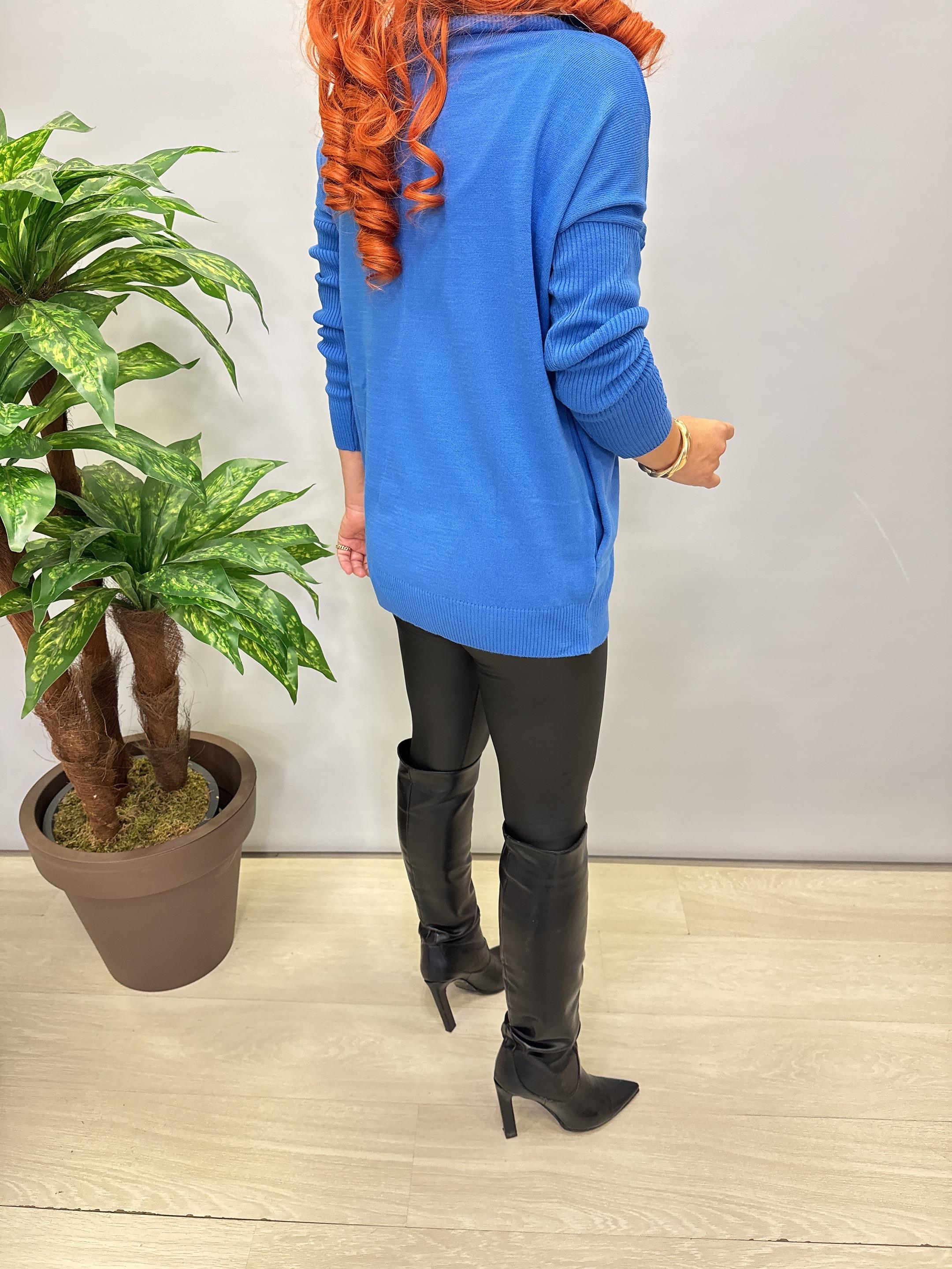 0710 Degaje Yaka Triko Mavi