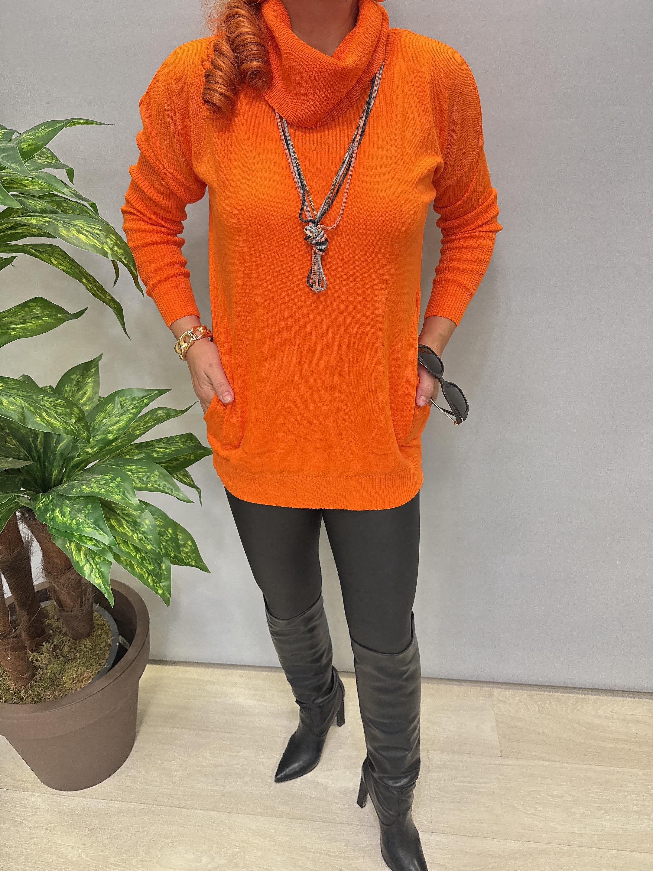 0710 Degaje Yaka Triko Turuncu