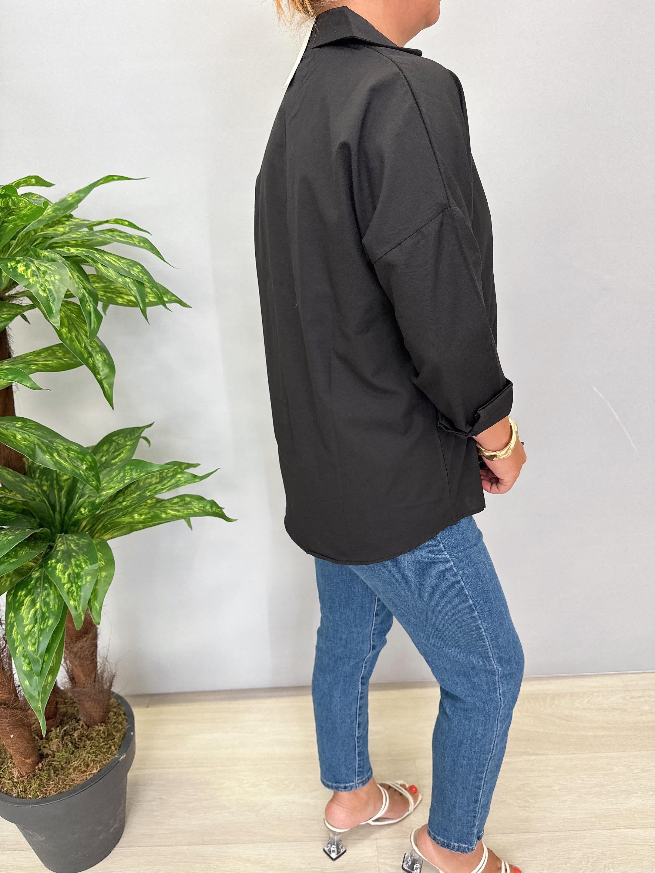 1 beden Küçük Alınız  6610 Nakış Detaylı Gömlek Siyah