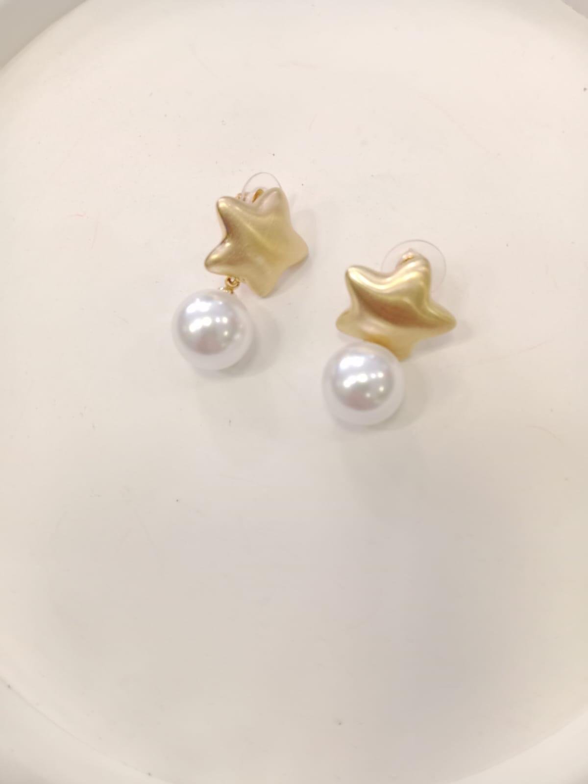 100 Gold Yıldız İnci Küpe 