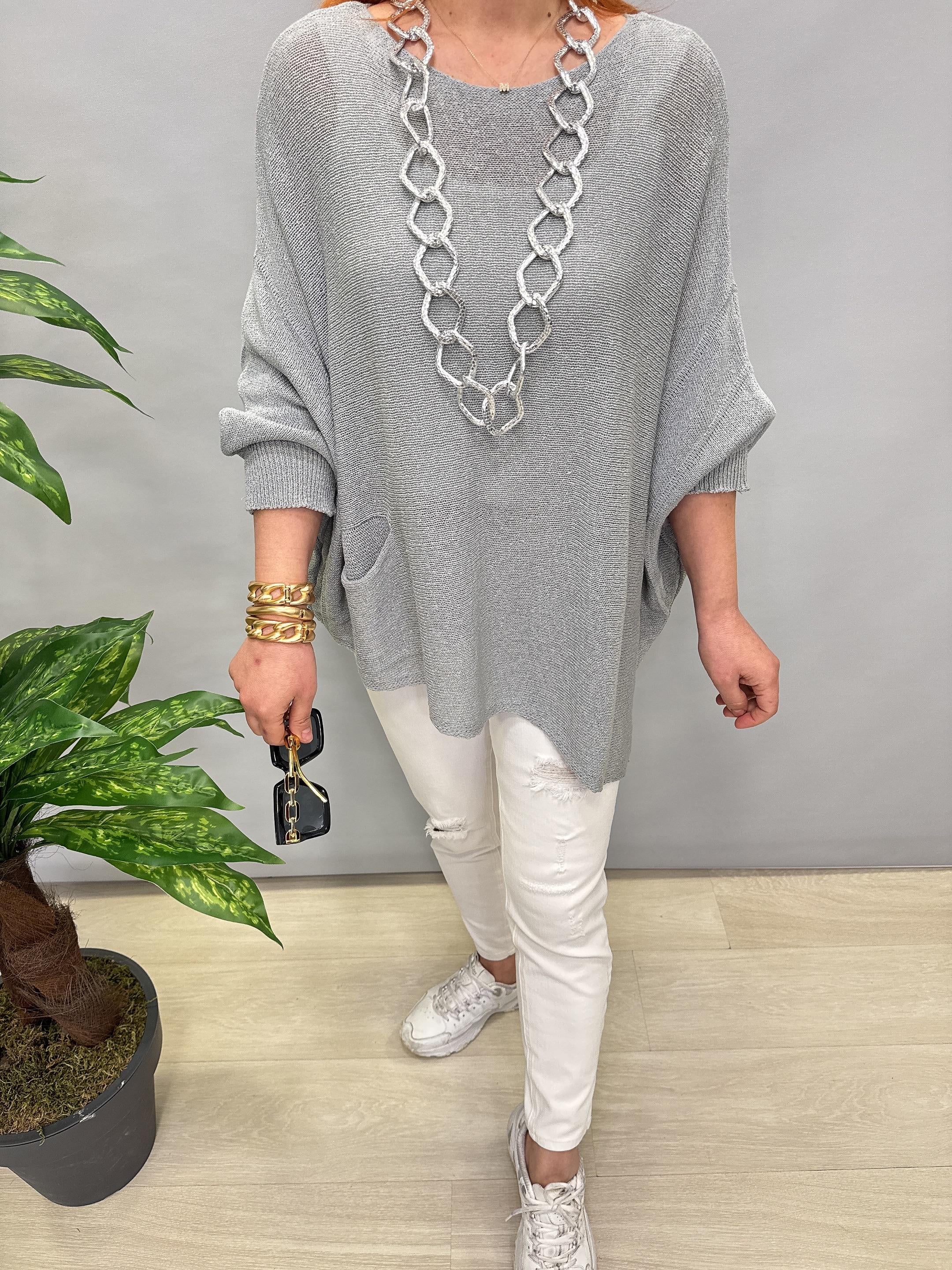 1001 TASARIM TRİKO BLUZ GRİ