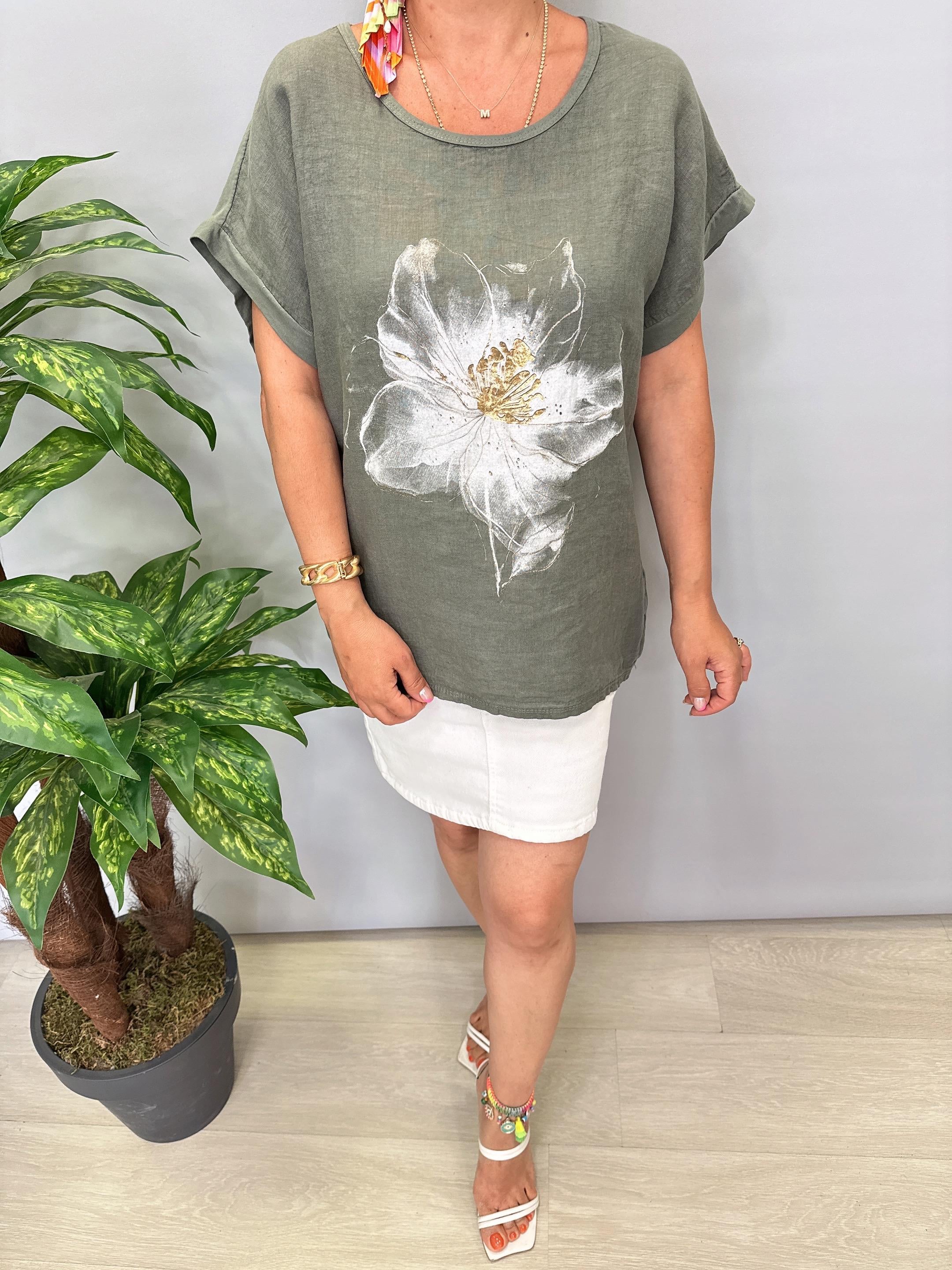 1090 Italyan Bluz Haki