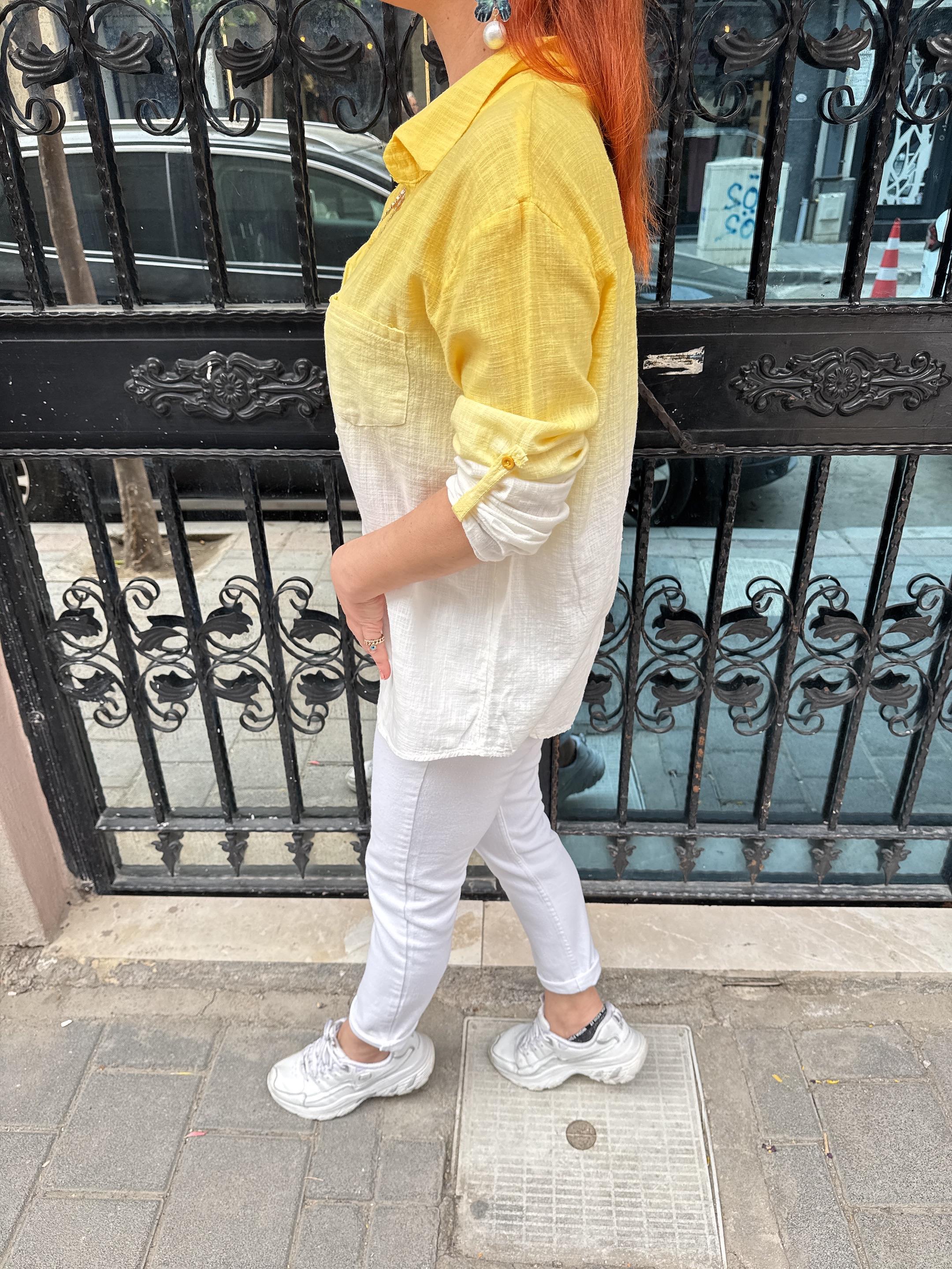 MNS 1120 PAMUKLU GÖMLEK BLUZ SARI