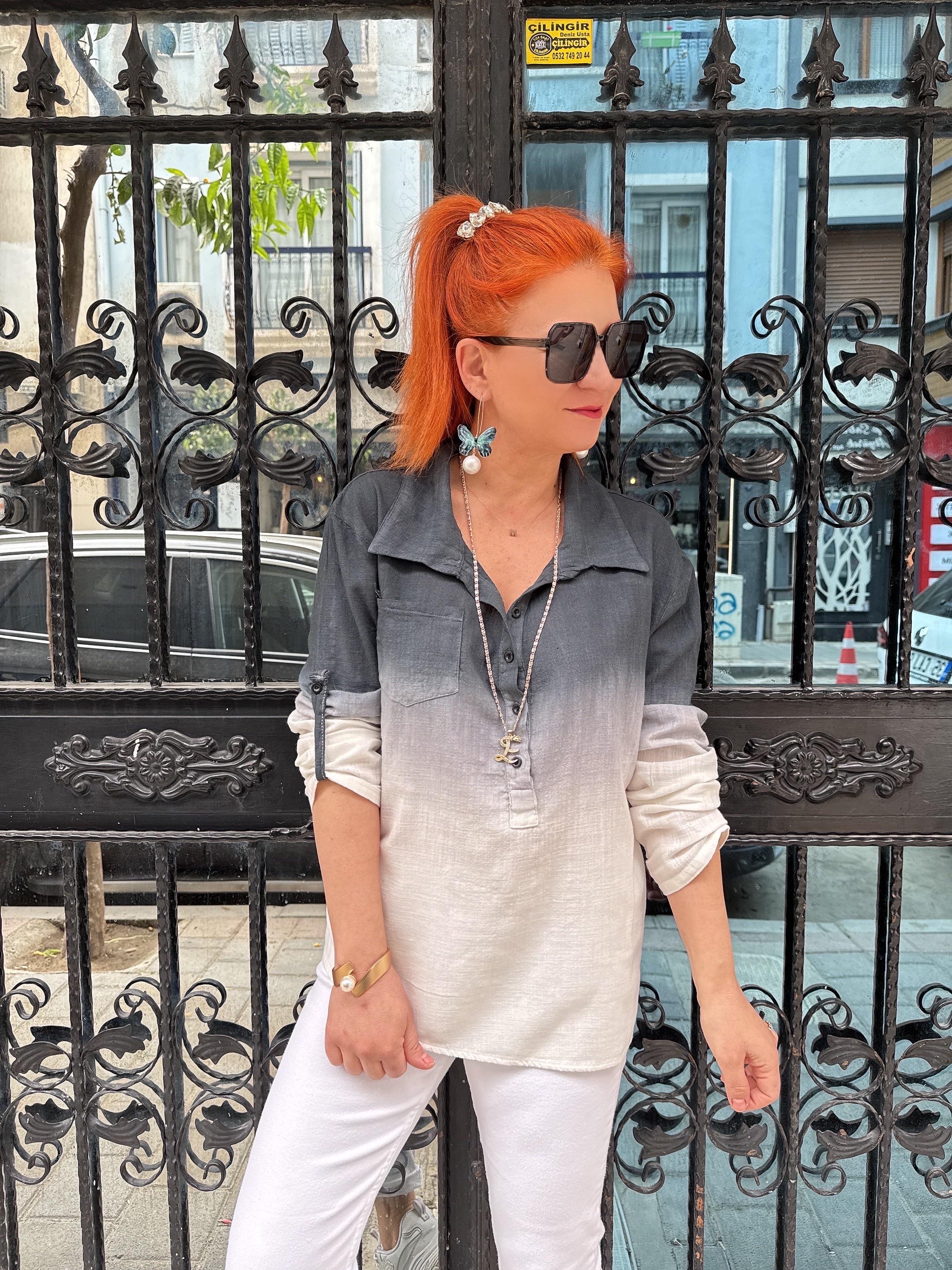 MNS 1120 PAMUKLU GÖMLEK BLUZ SİYAH