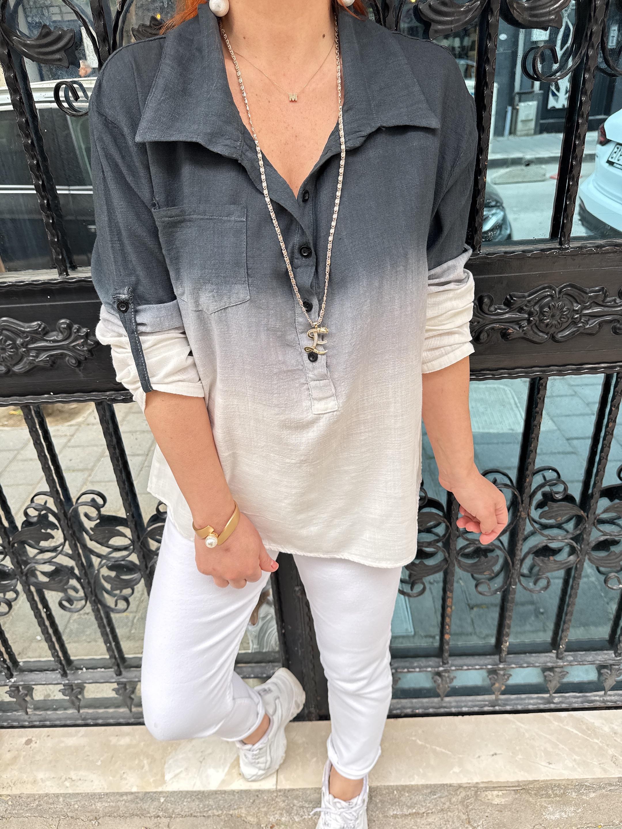 MNS 1120 PAMUKLU GÖMLEK BLUZ SİYAH