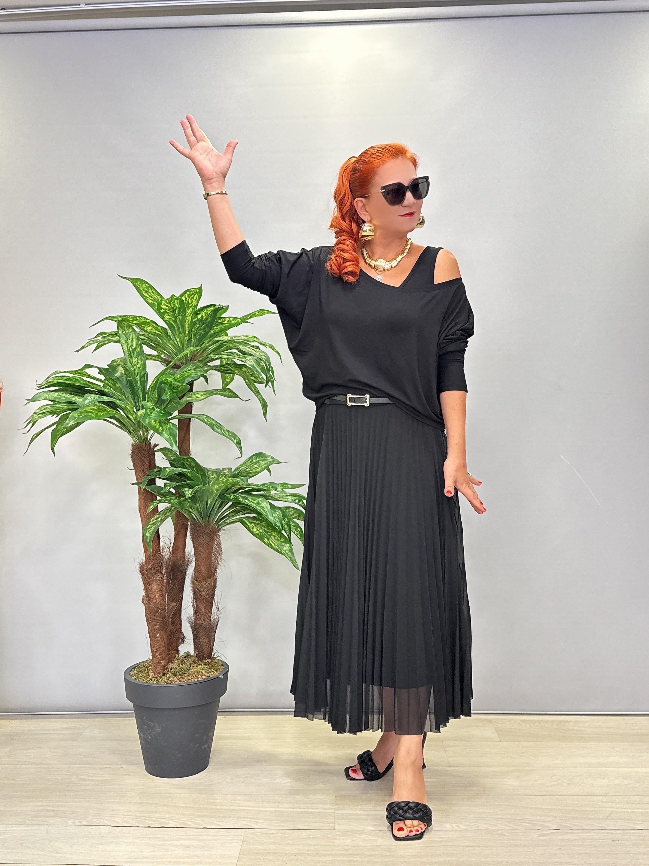 112017 Modal Bluzlu Elbise Takım (KEMER DAHİL DEĞİLDİR)