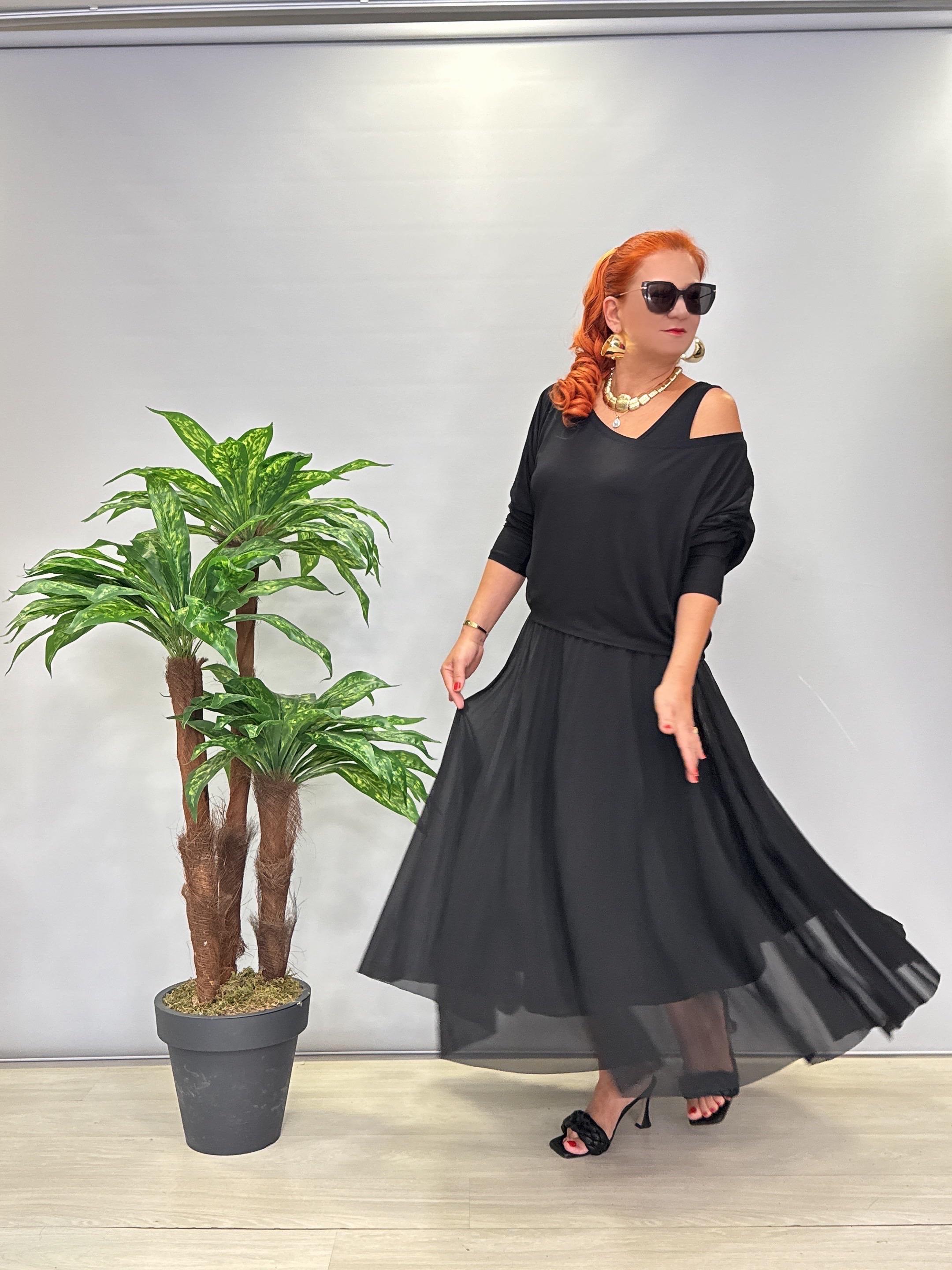 112017 Modal Bluzlu Elbise Takım (KEMER DAHİL DEĞİLDİR)