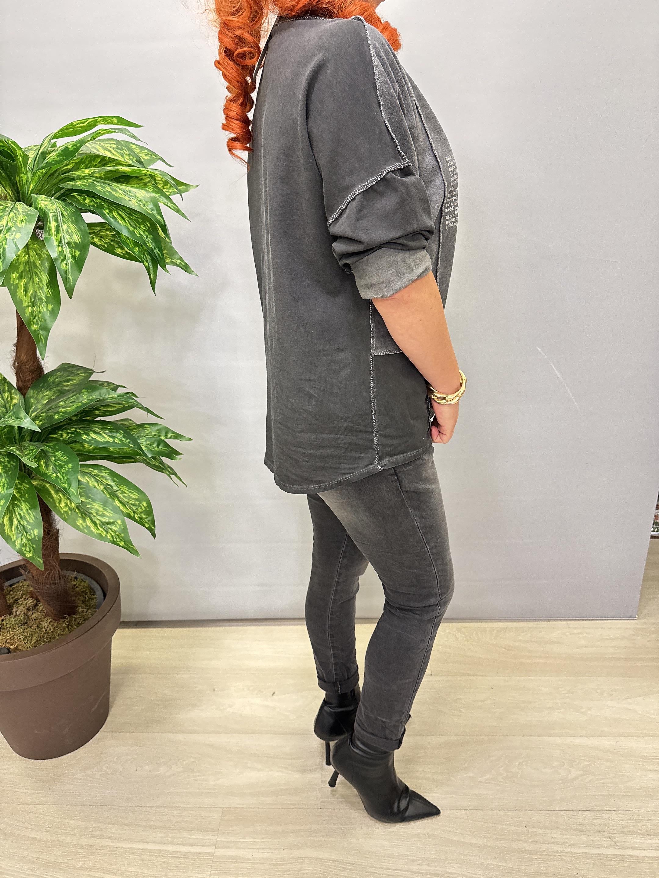 1137 Tasarım Sweat Bluz Füme