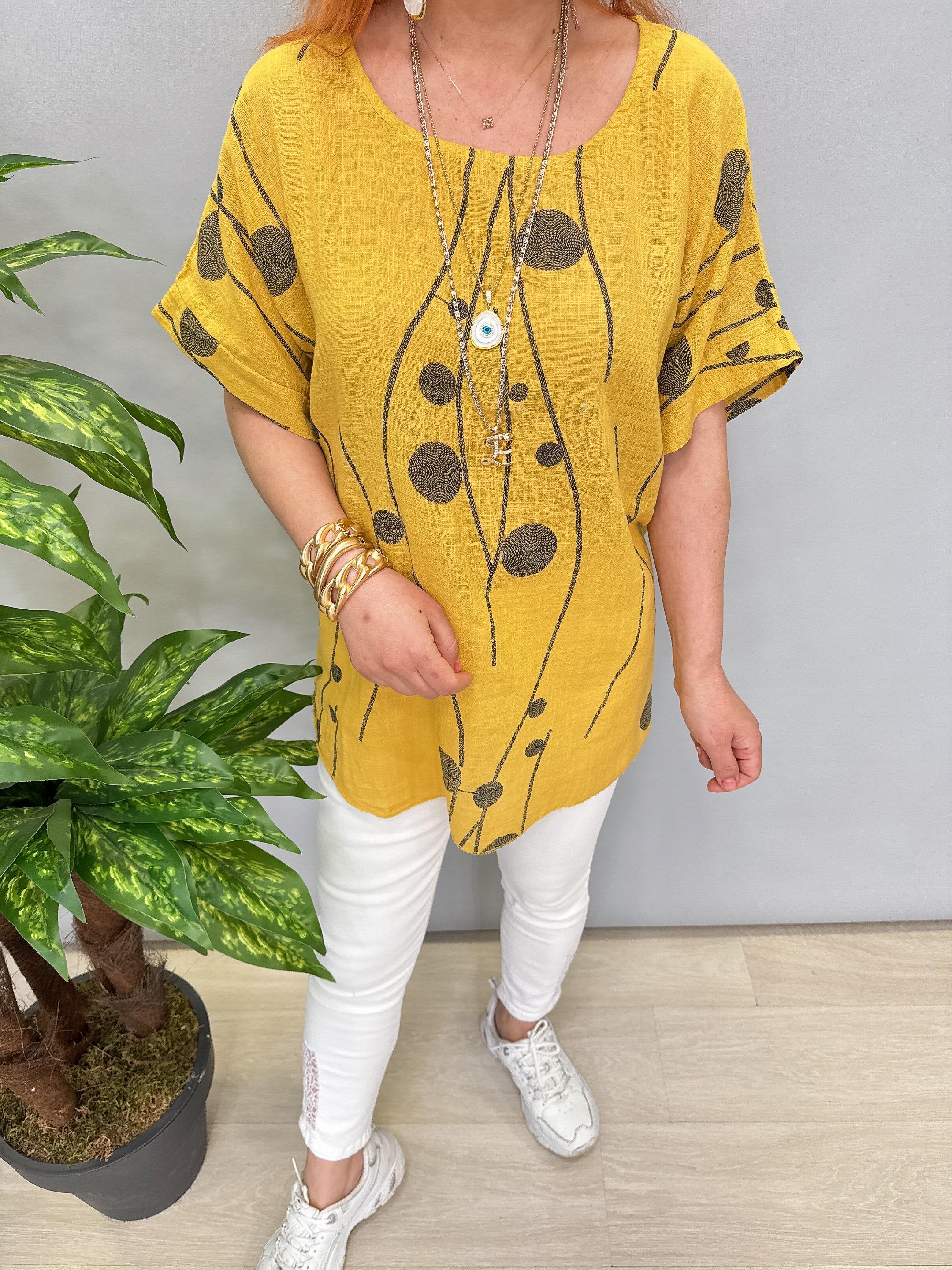 1220 İTALYAN PAMUKLU BLUZ HARDAL