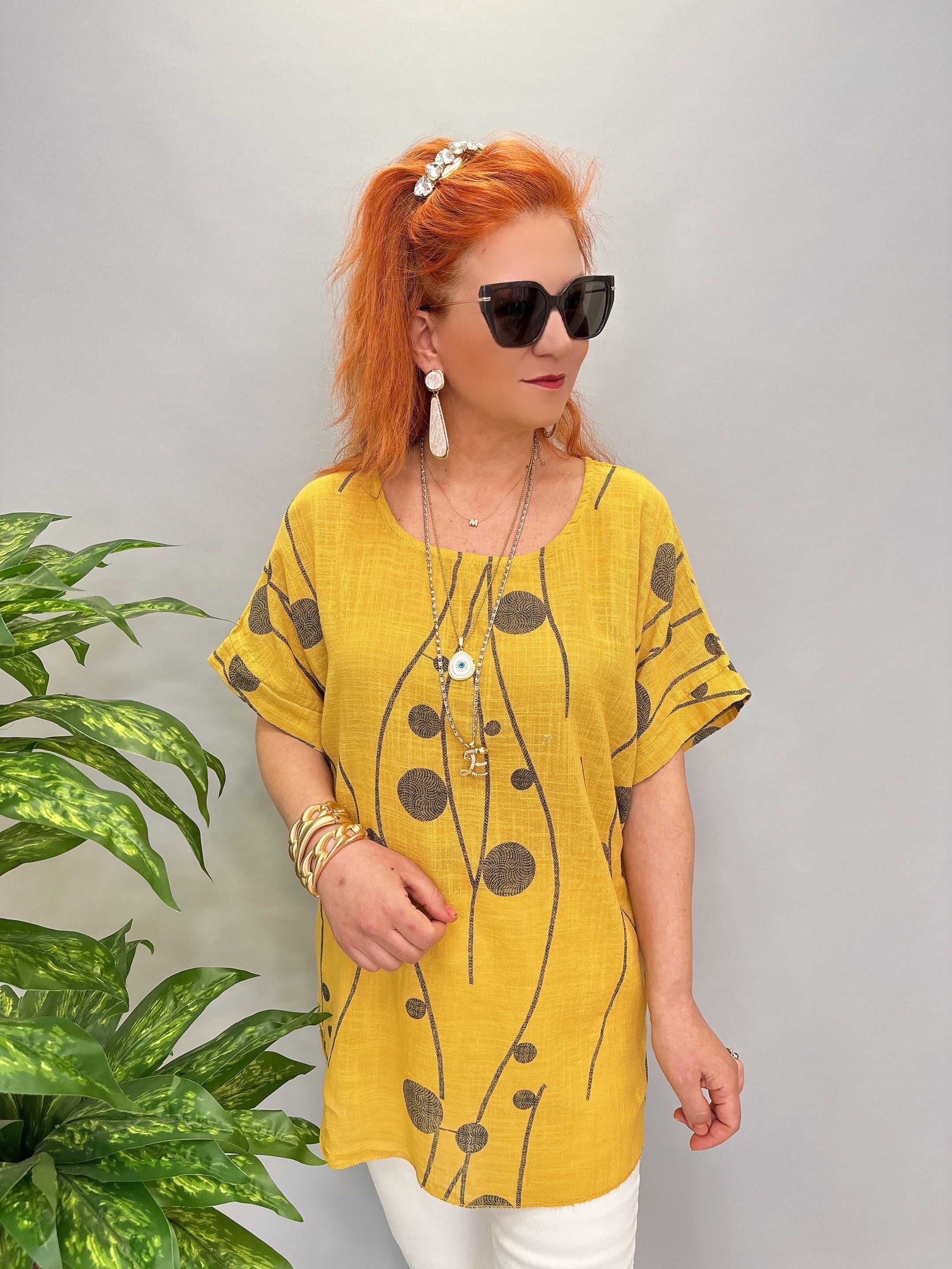 1220 İTALYAN PAMUKLU BLUZ HARDAL