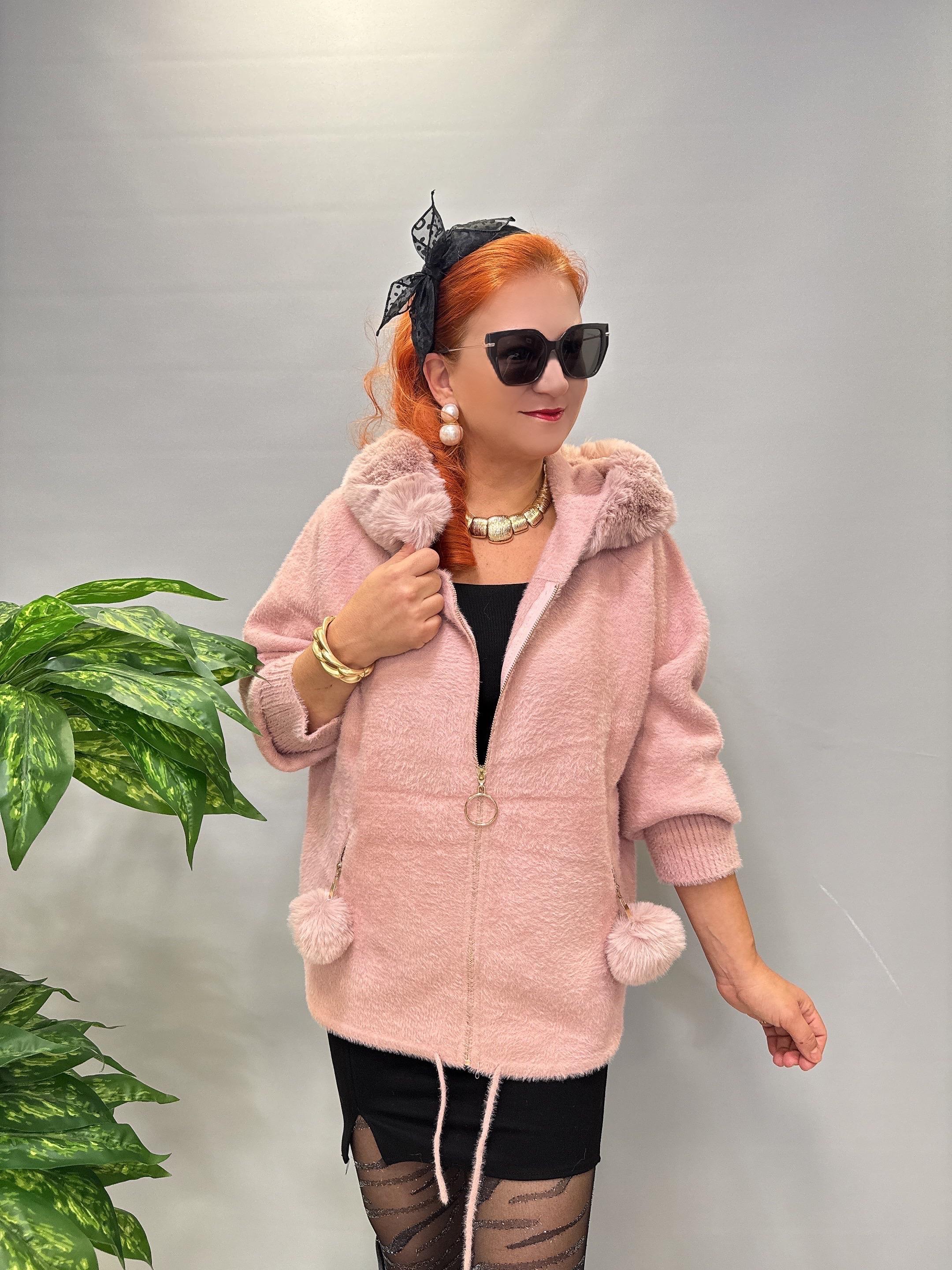 12400 Angora Kürk Ceket Pudra