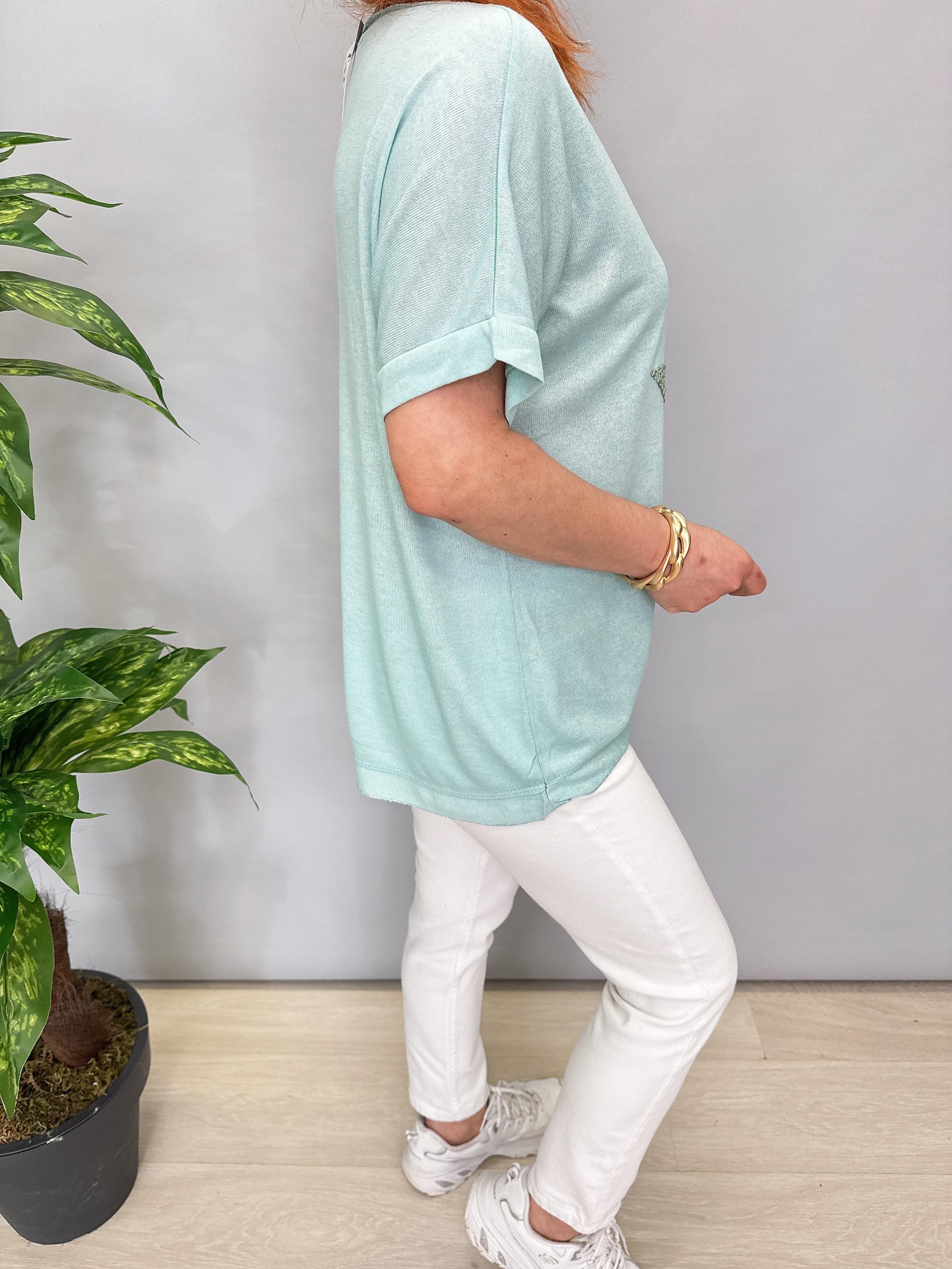 1450 İTALYAN YILDIZ DETAY BLUZ MİNT