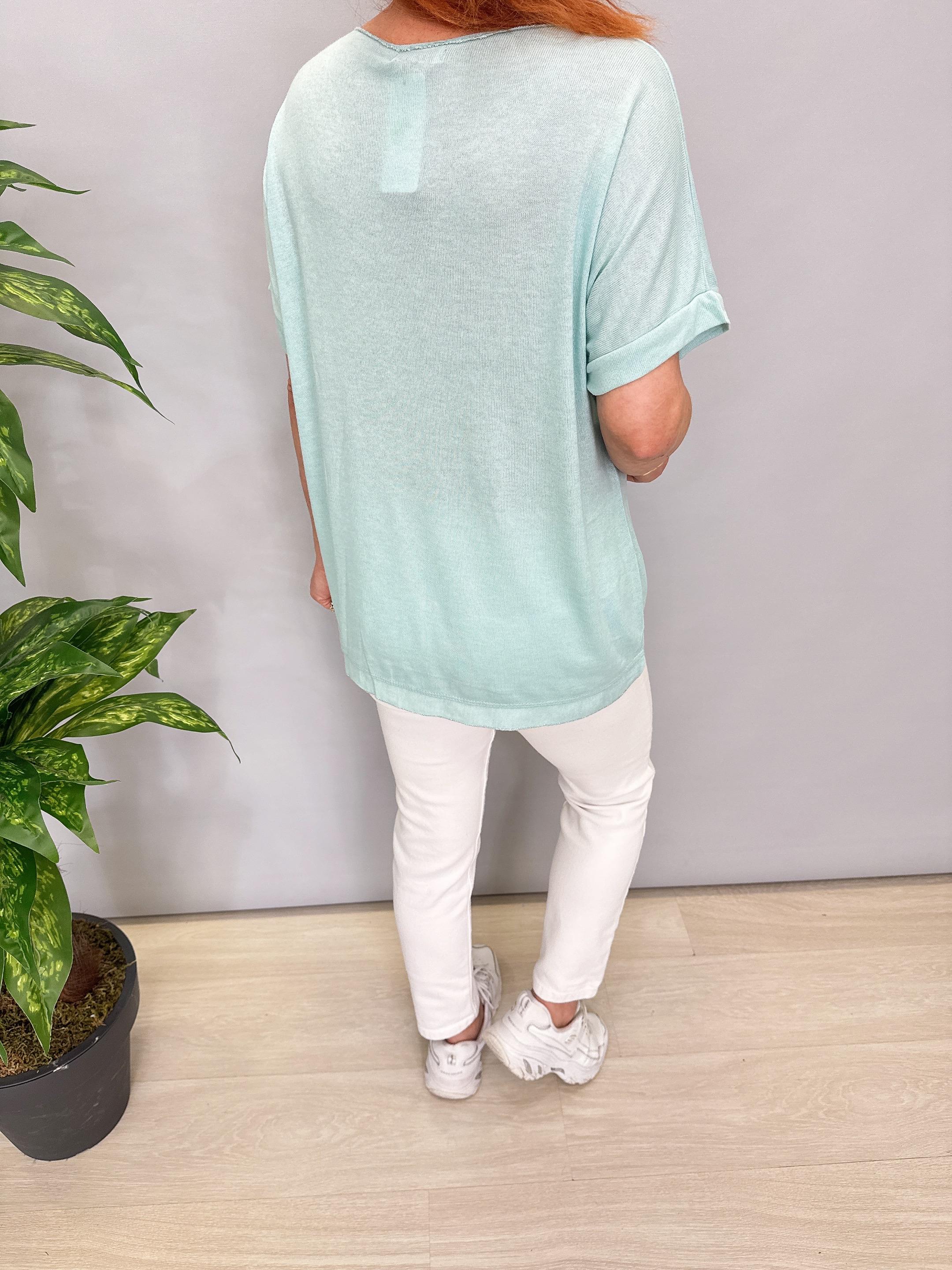 1450 İTALYAN YILDIZ DETAY BLUZ MİNT