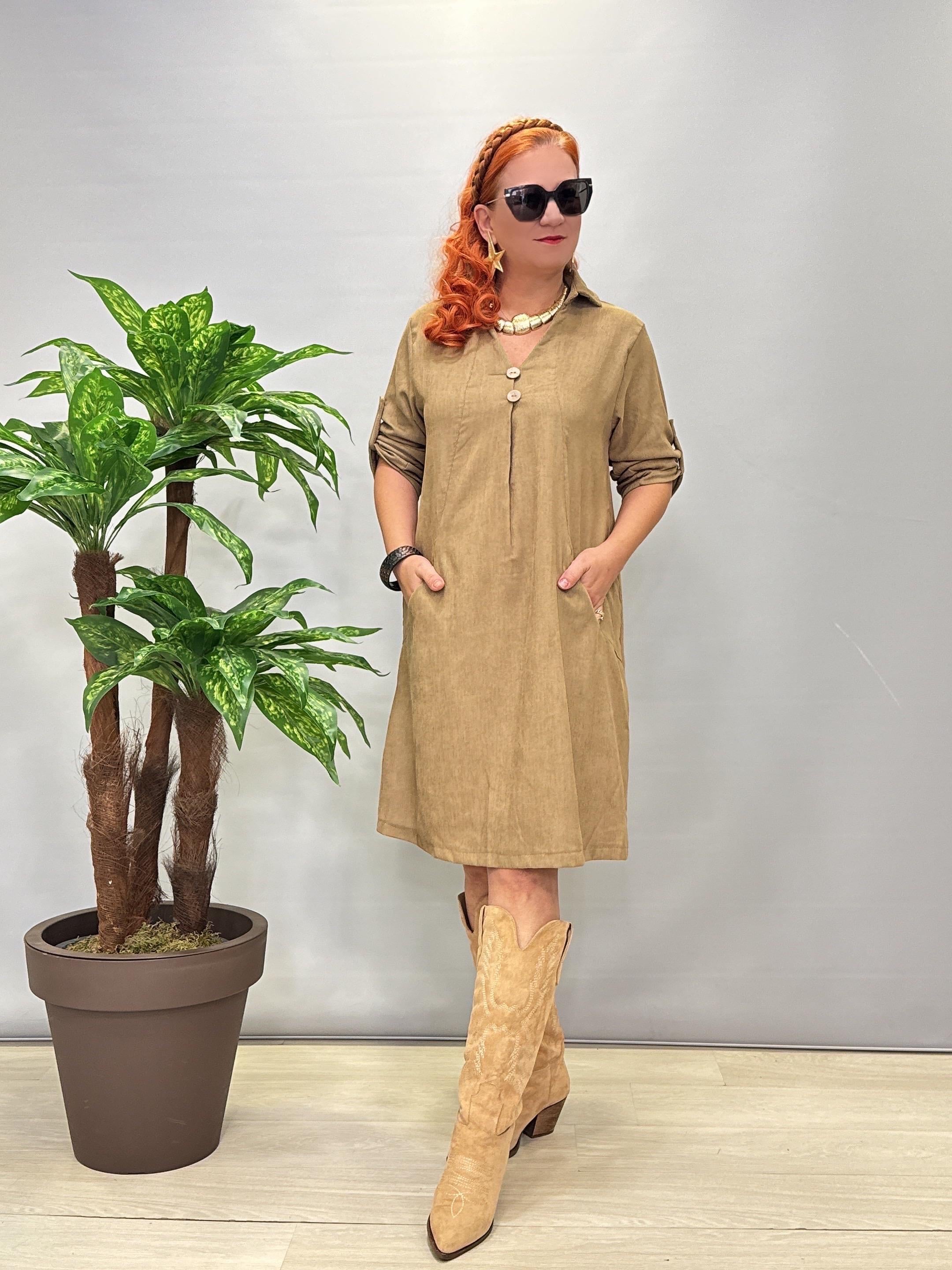 1470 Şönil Kadife Elbise Yağ Yeşili