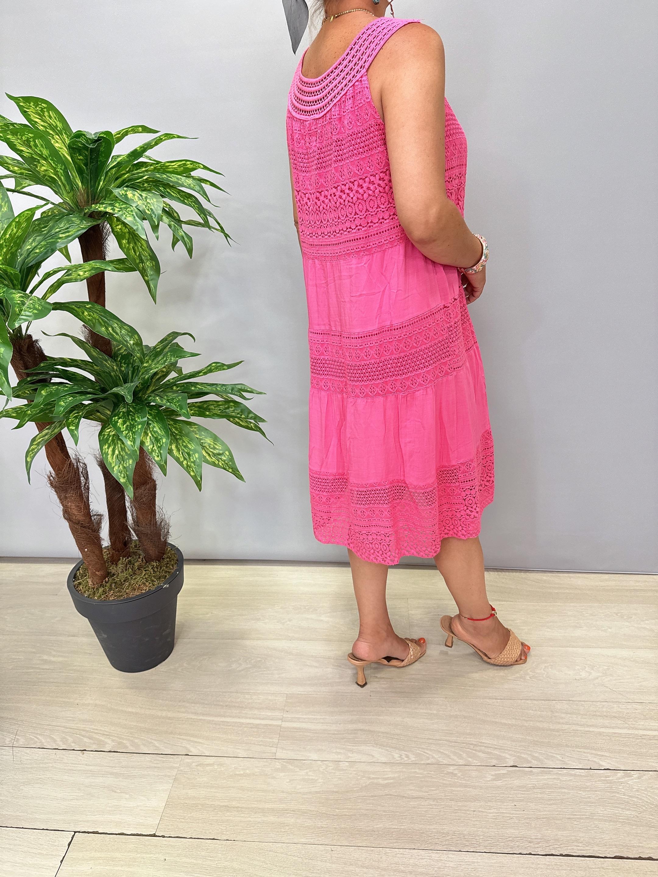 ASL 1560 Fisto Detay Elbise Pembe