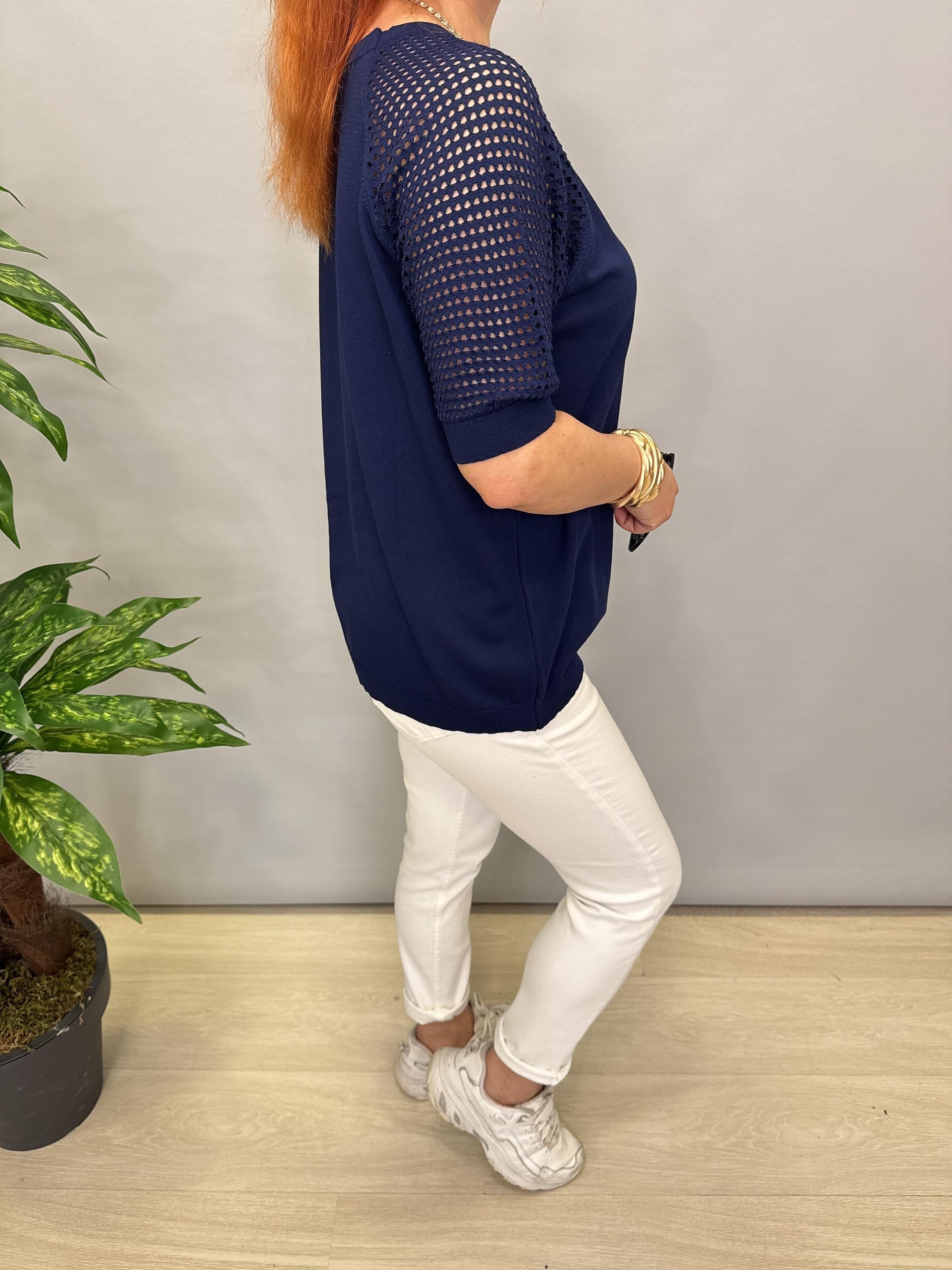 1585 MERSERİZE TRİKO BLUZ LACİVERT