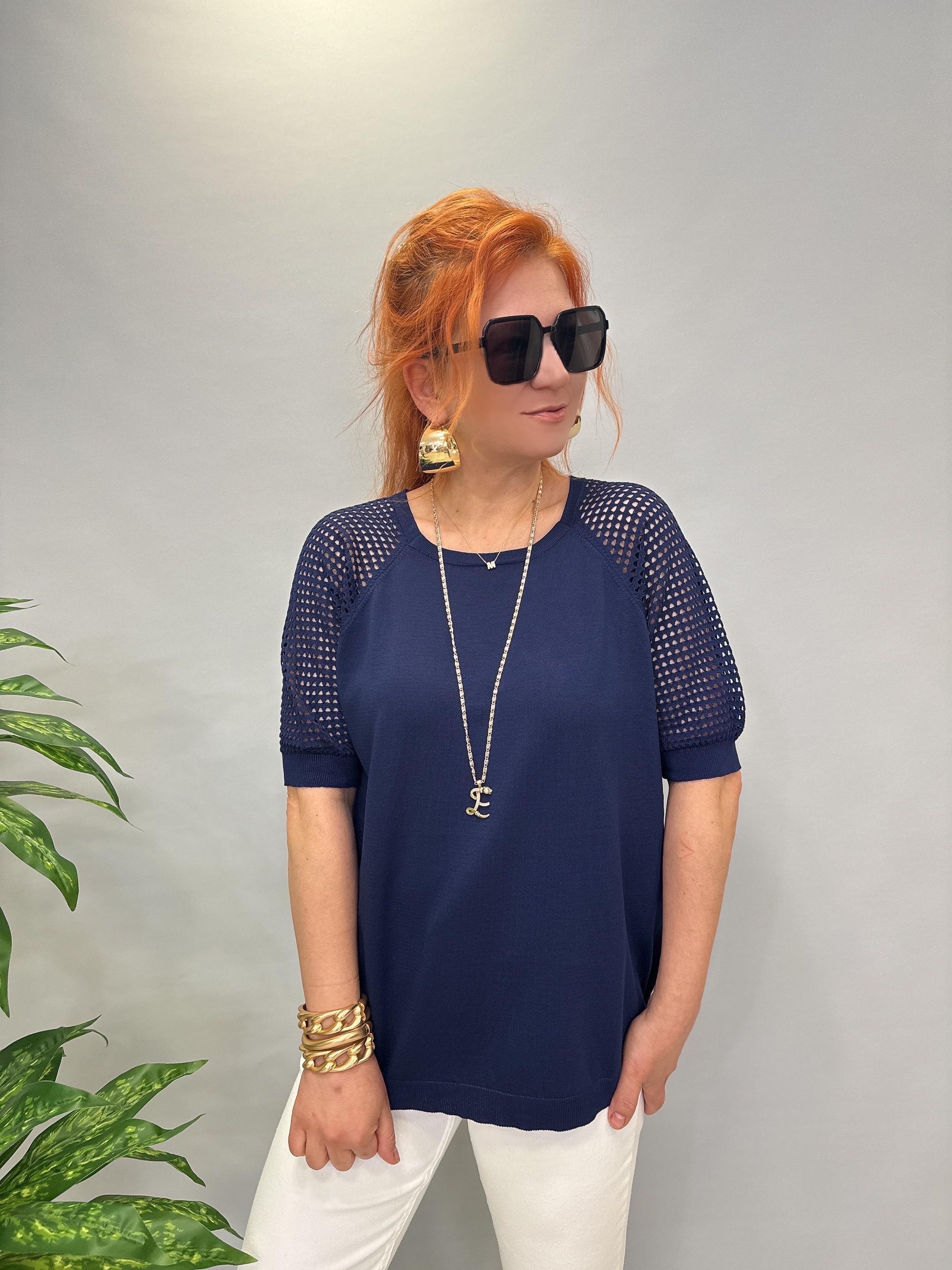 1585 MERSERİZE TRİKO BLUZ LACİVERT