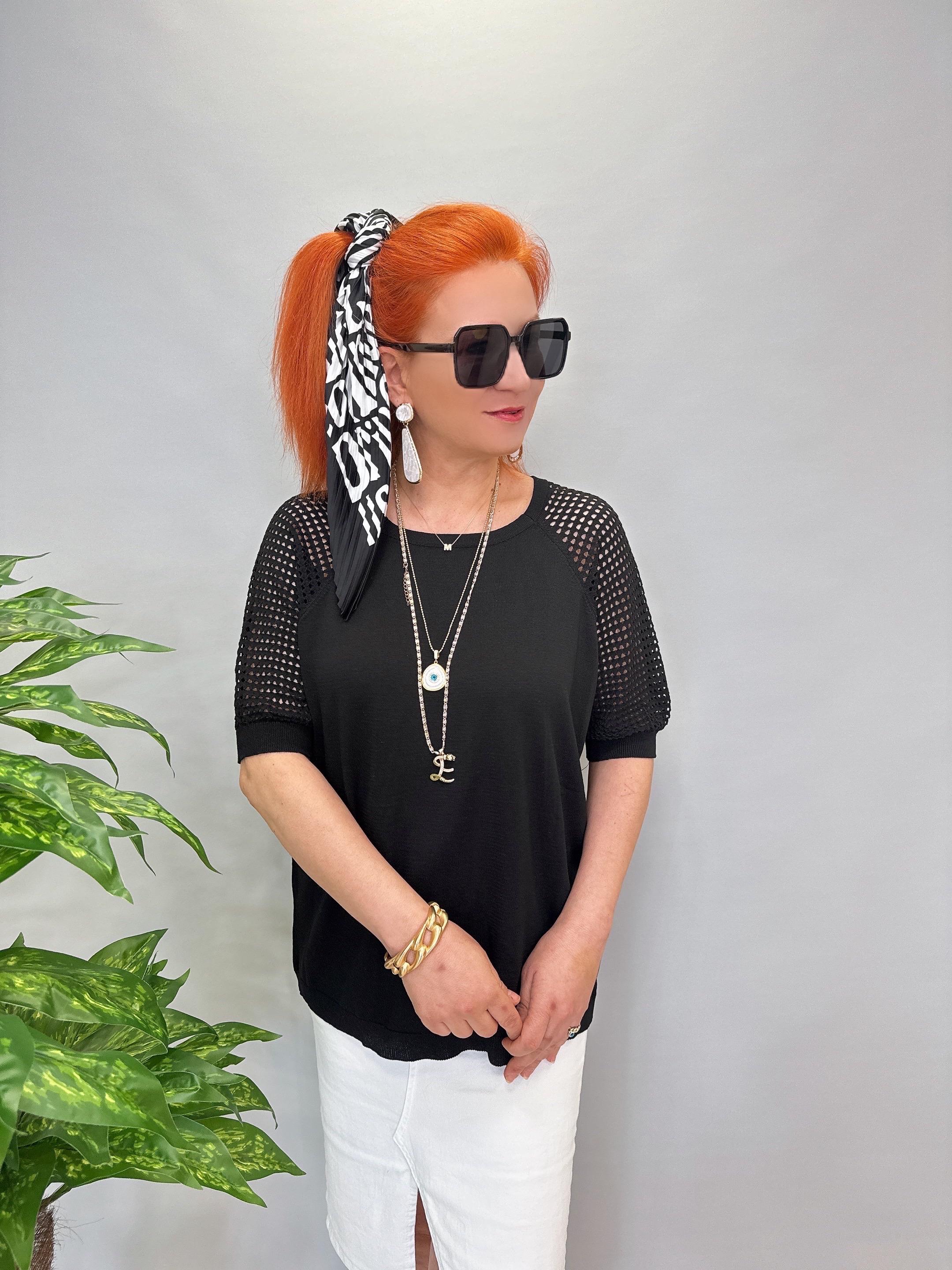 1585 MERSERİZE TRİKO BLUZ SİYAH