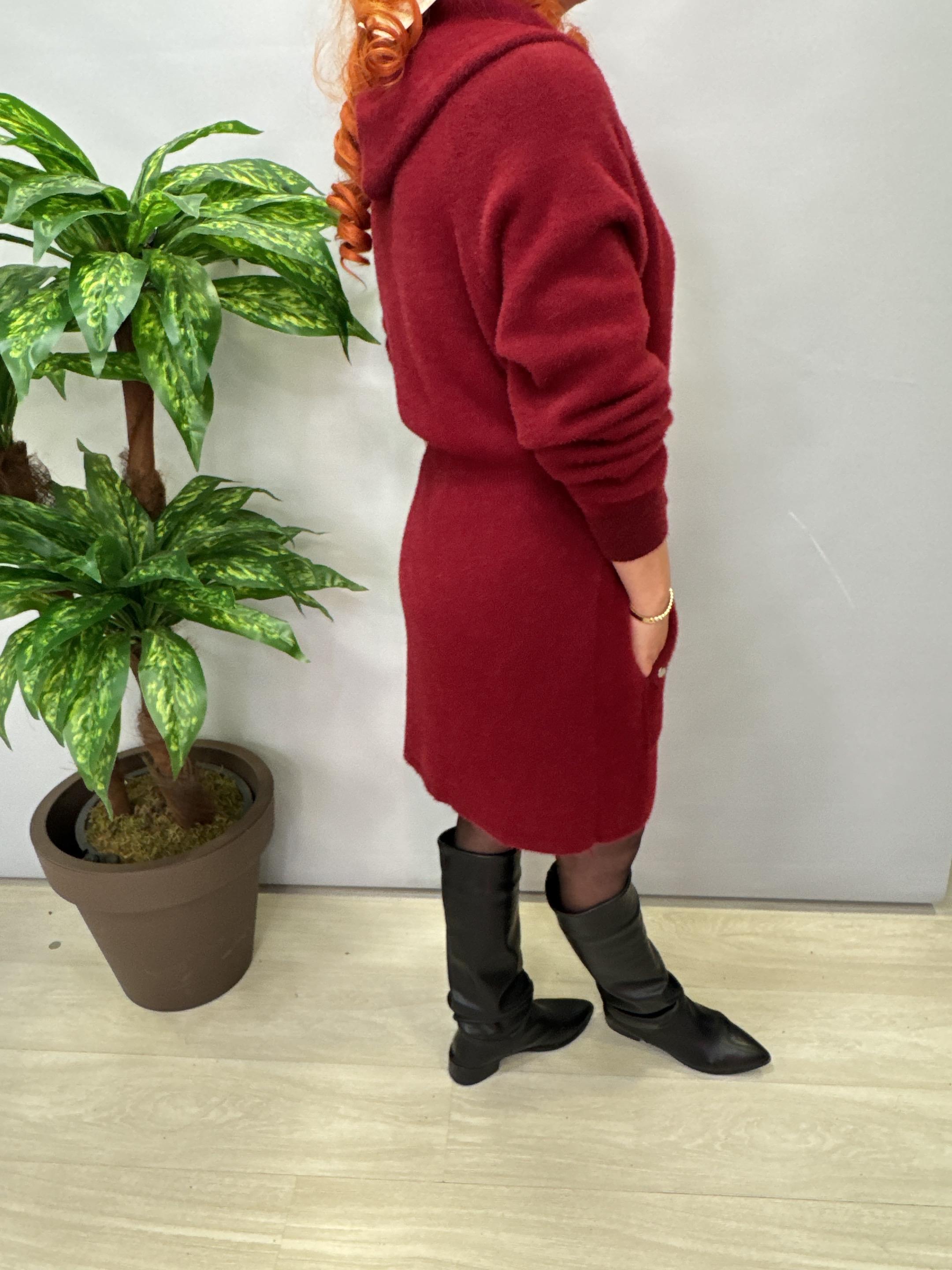 1745 Angora Tunik Ceket Bordo 