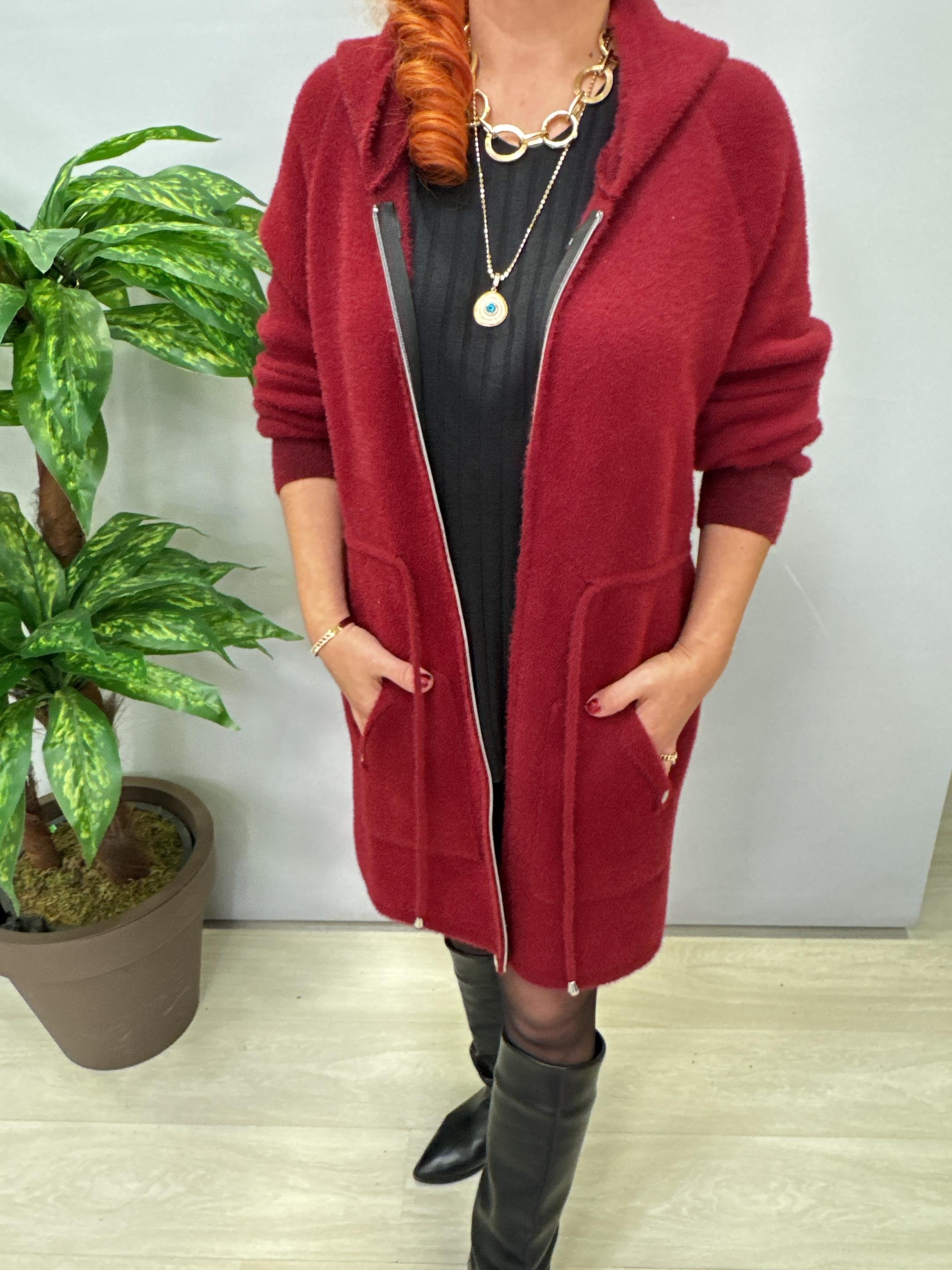 1745 Angora Tunik Ceket Bordo 