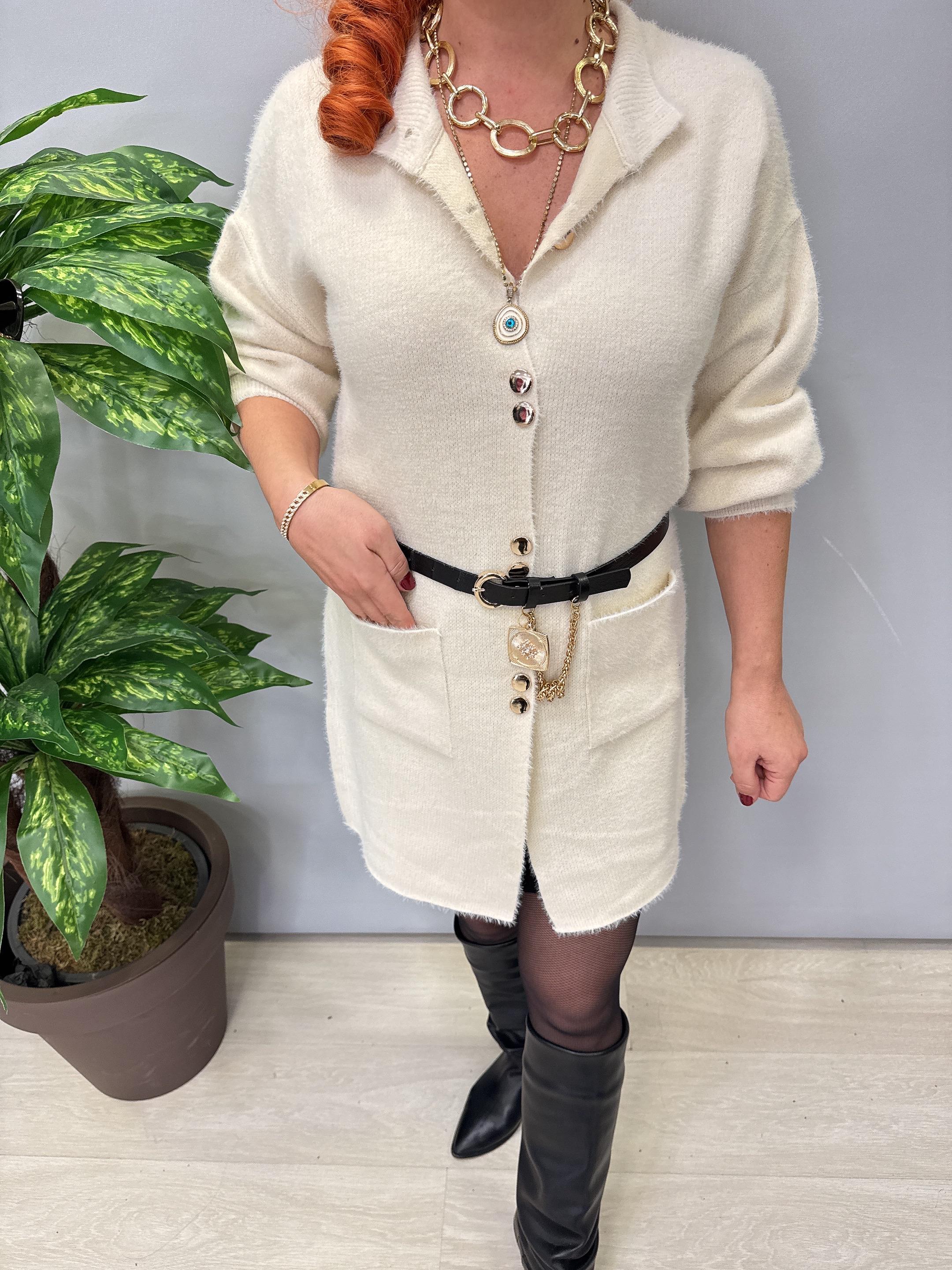 1745 Angora Tunik Ceket Ekru