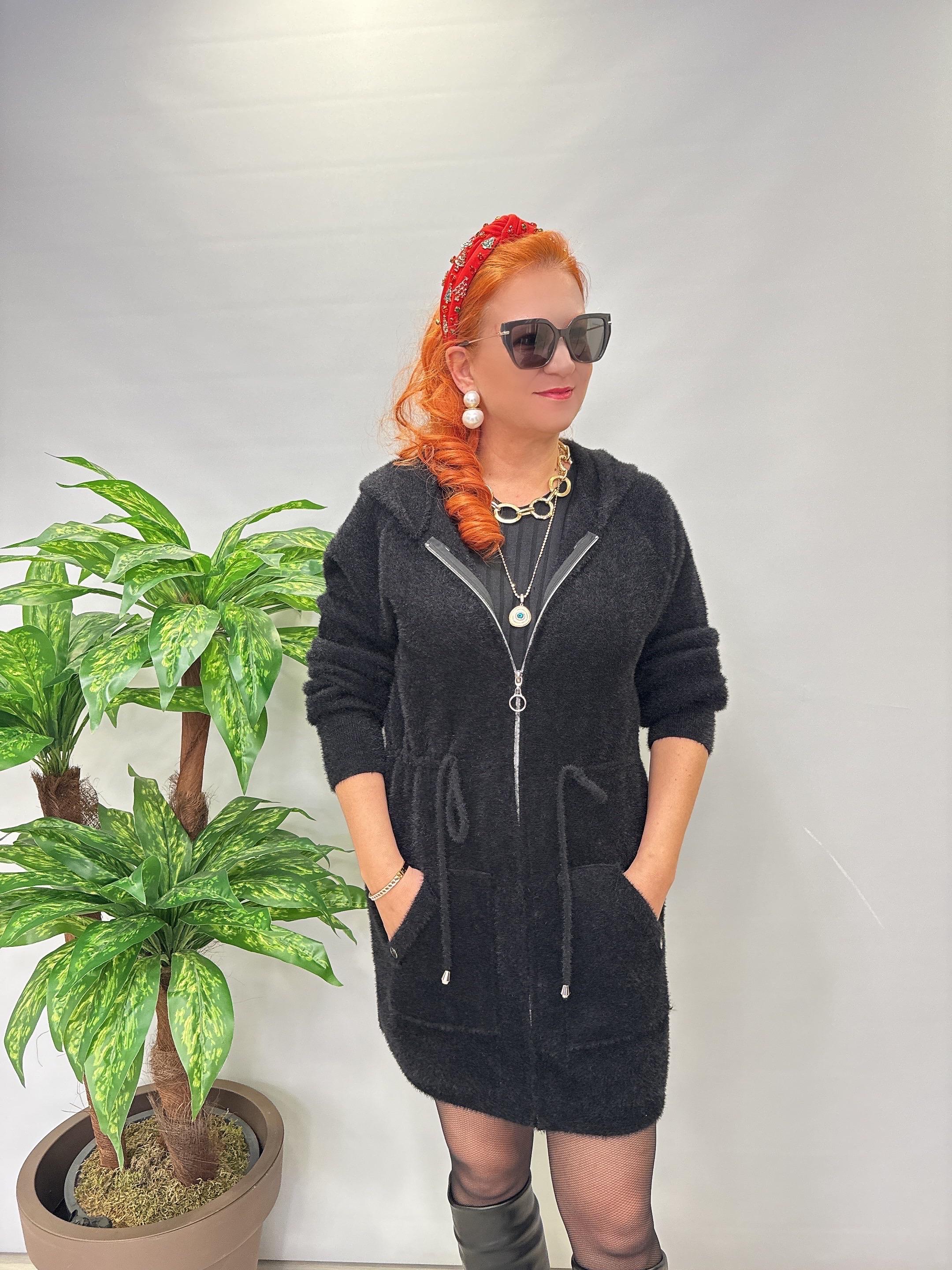 1745 Angora Tunik Ceket Siyah