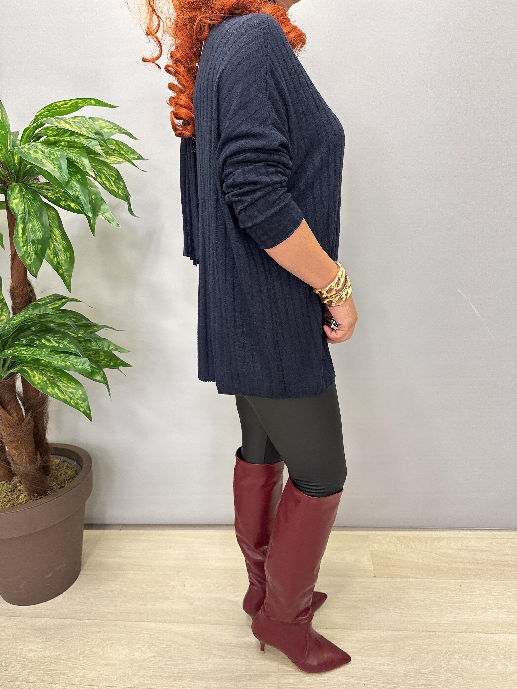 1765 Italyan Fularlı Bluz Lacivert