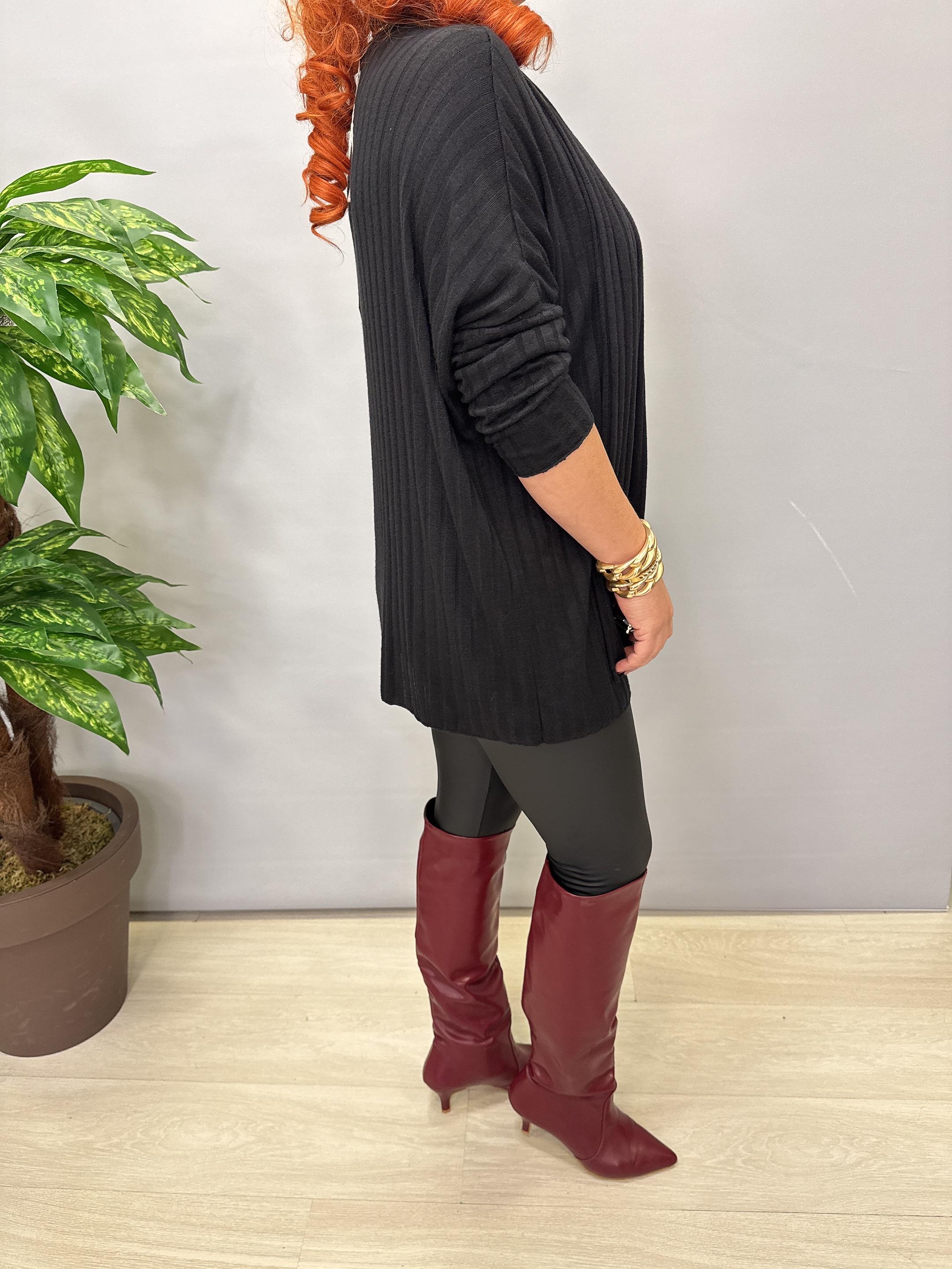 1765 Italyan Fularlı Bluz Siyah