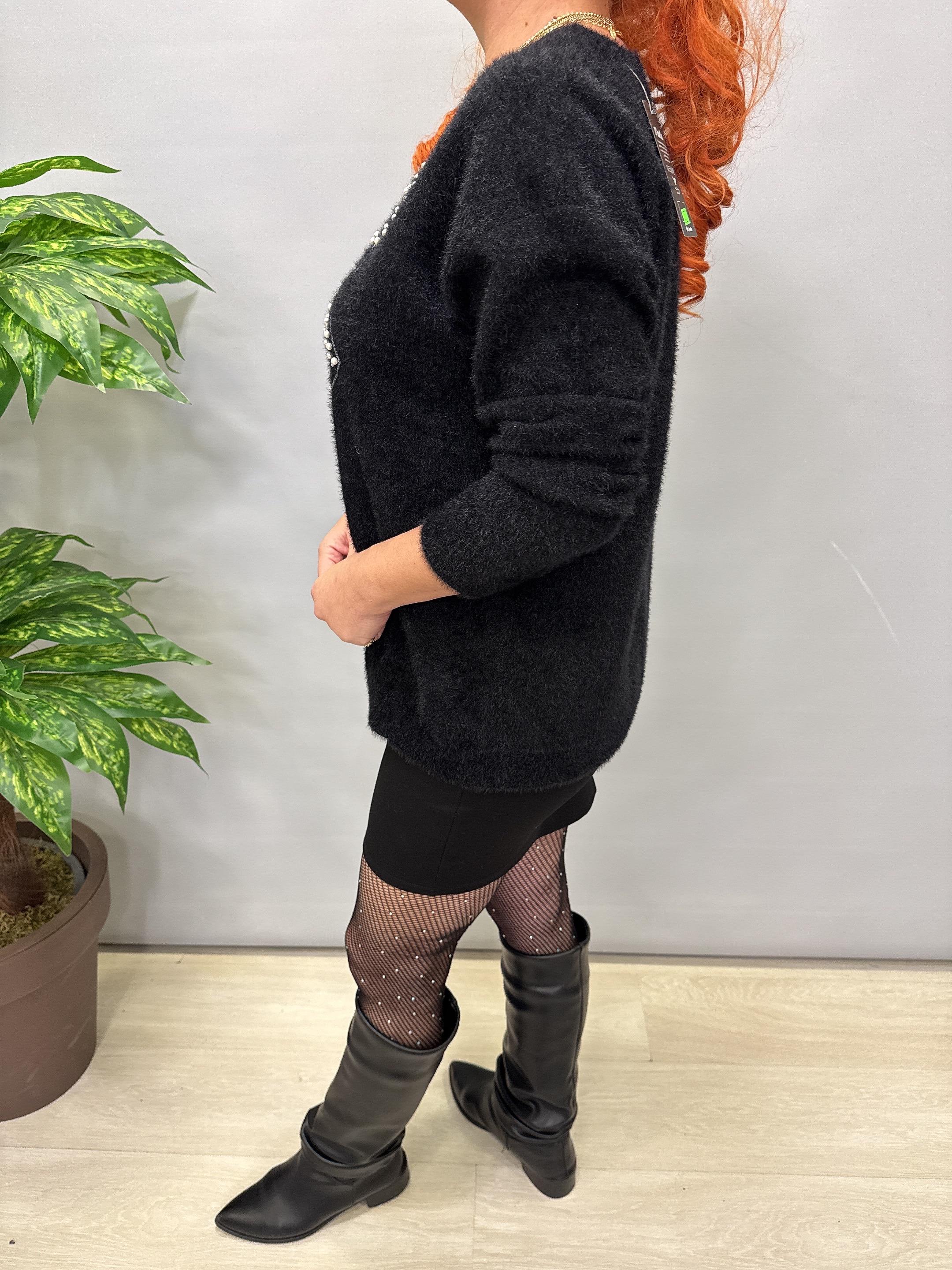 1775 Angora Triko Bluz Siyah