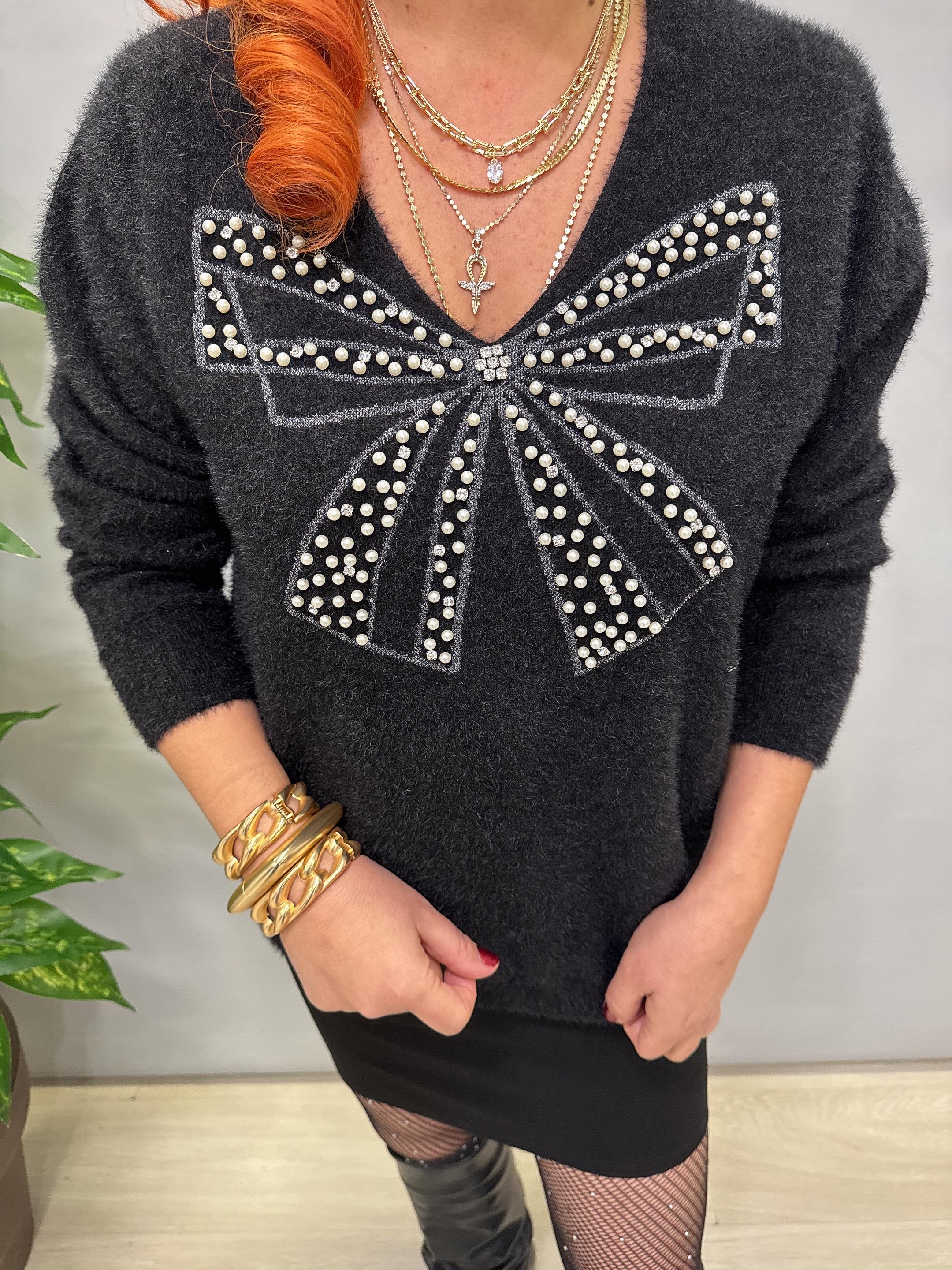 1775 Angora Triko Bluz Siyah