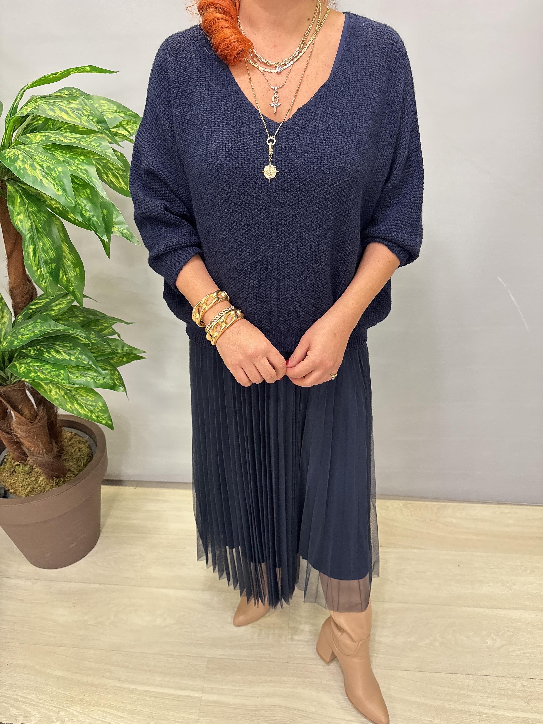 1785 Merserize Trikolu Elbise Lacivert